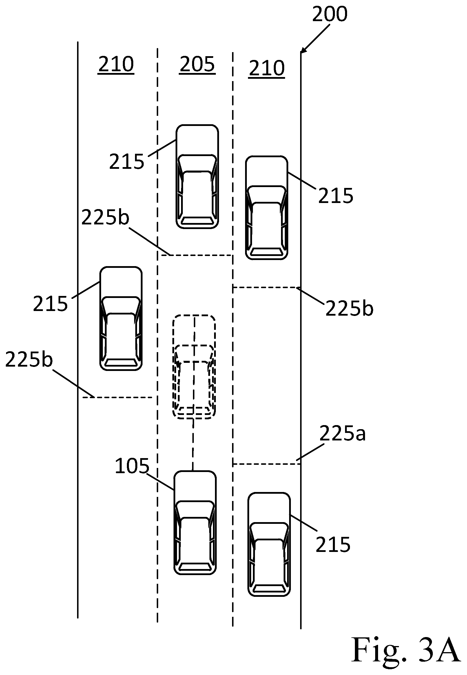 Patent US12097859 Figure 3 – Vehicle lane-change operations