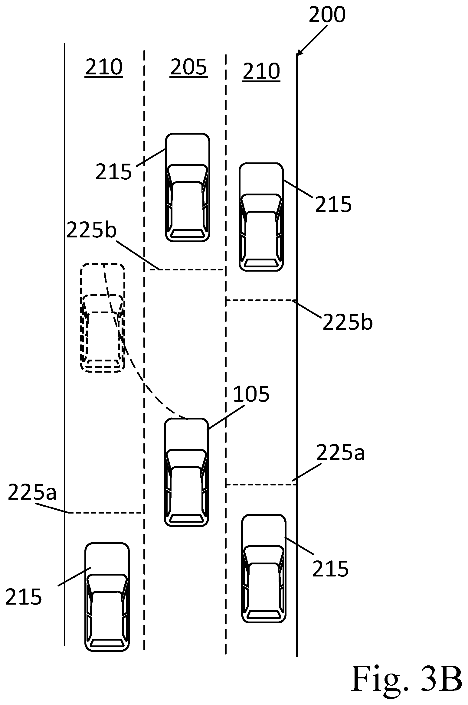 Patent US12097859 Figure 4 – Vehicle lane-change operations