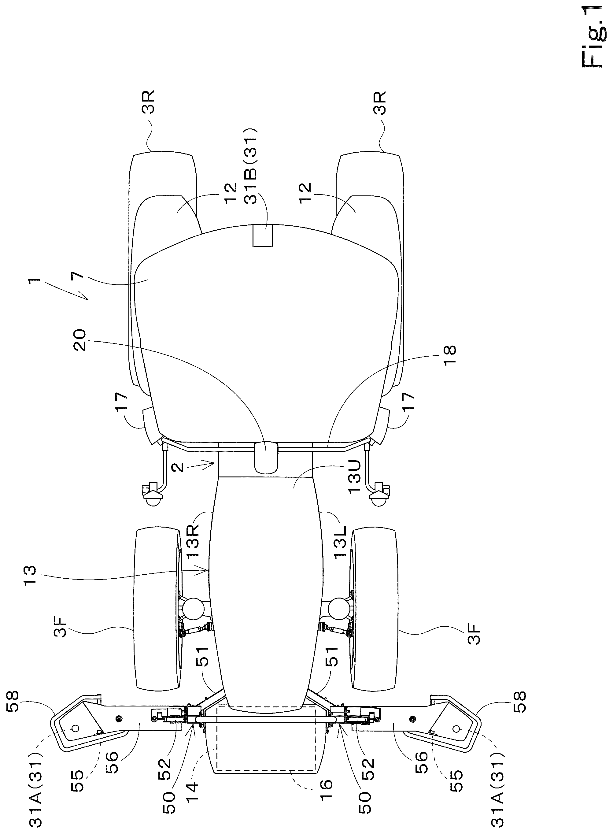 Patent US12097866 Figure 1 – Working vehicle