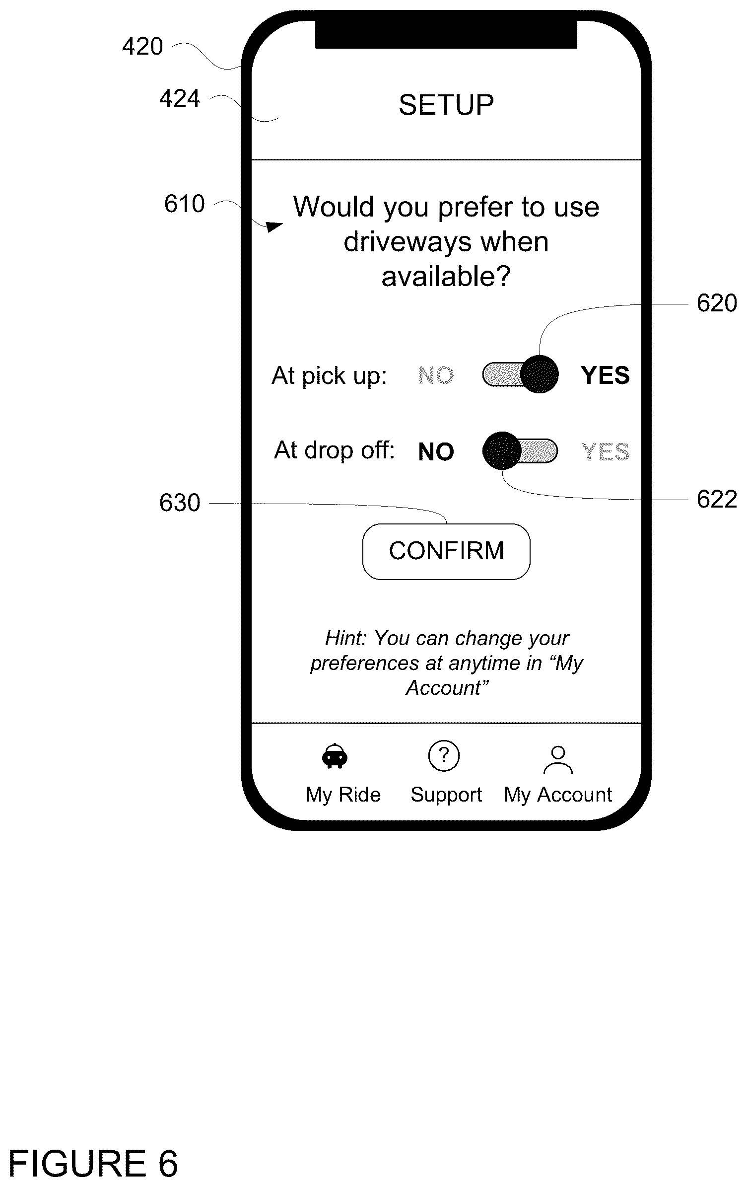 Patent US12097876 Figure 6 – Driveway pullovers for autonomous vehicles