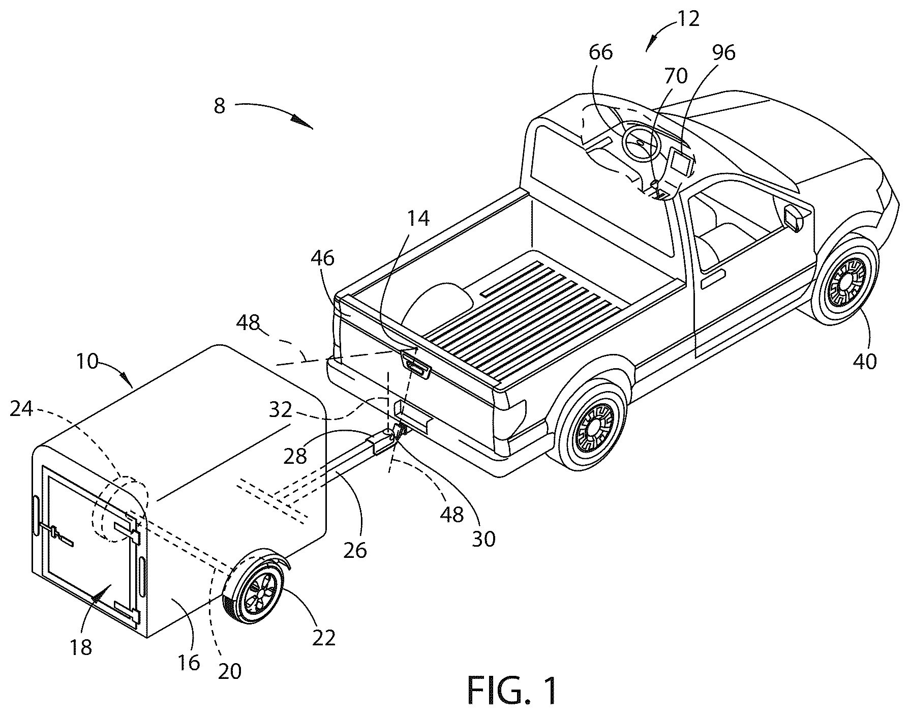 Patent US12097899 Figure 1 – Systems and methods for trailer angle detection