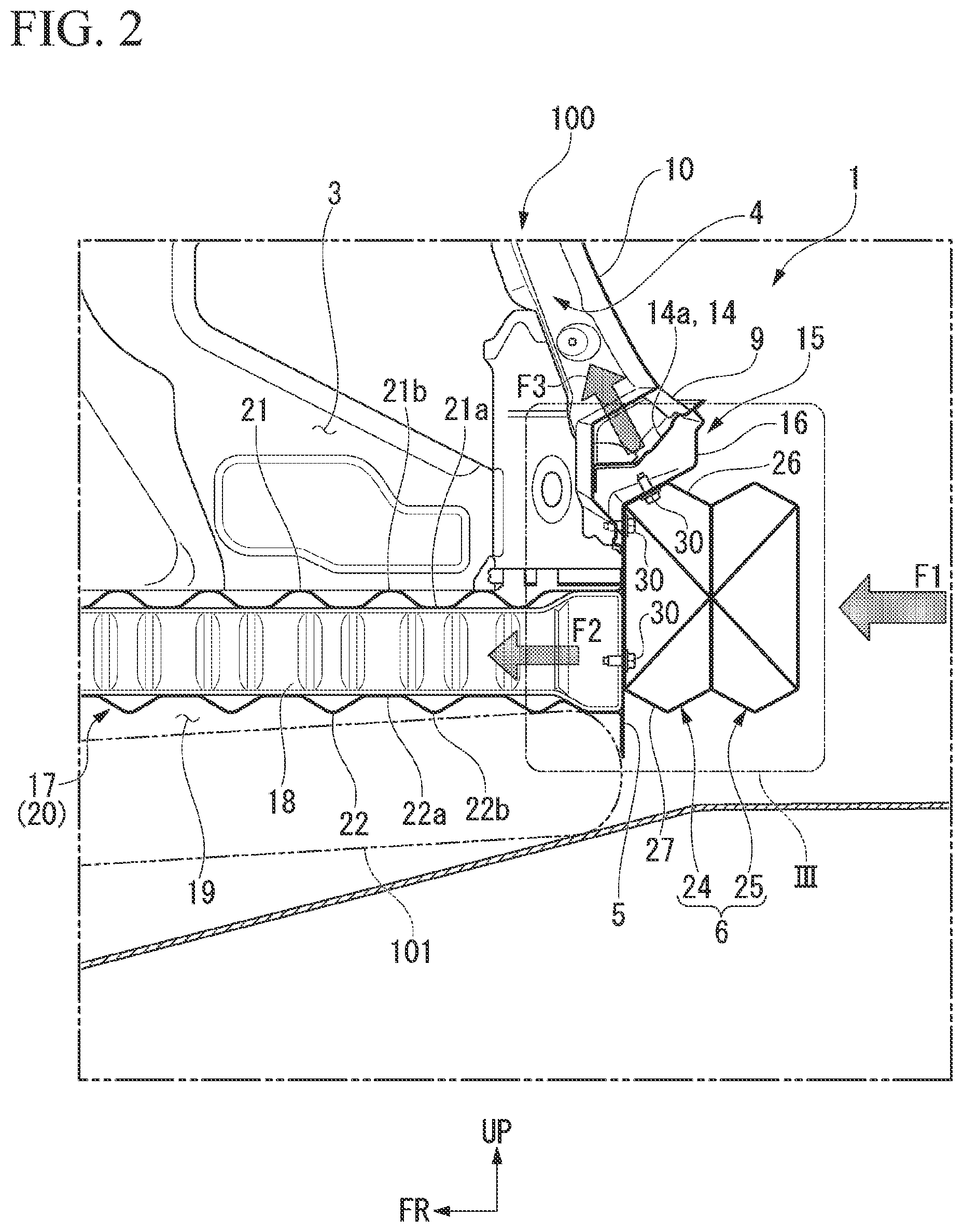 Patent US12097902 Figure 2 – Vehicle rear portion structure