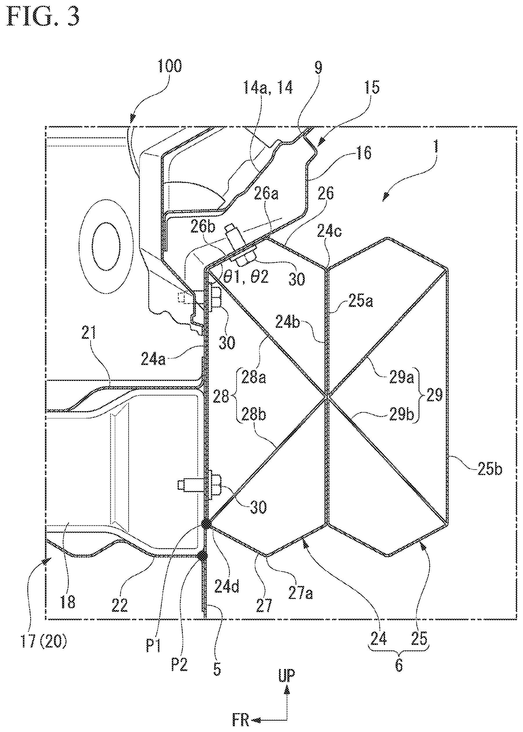 Patent US12097902 Figure 3 – Vehicle rear portion structure