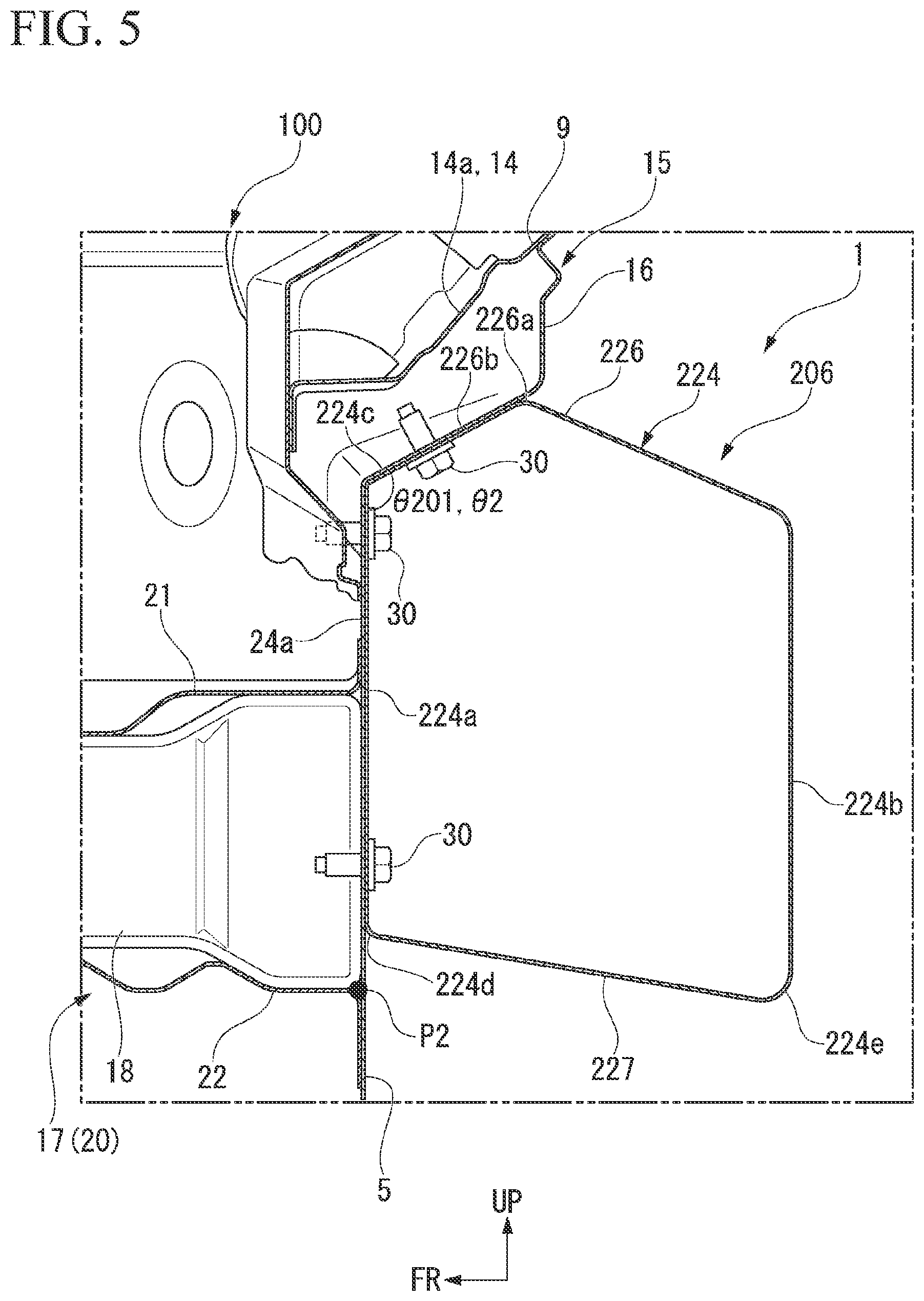 Patent US12097902 Figure 5 – Vehicle rear portion structure
