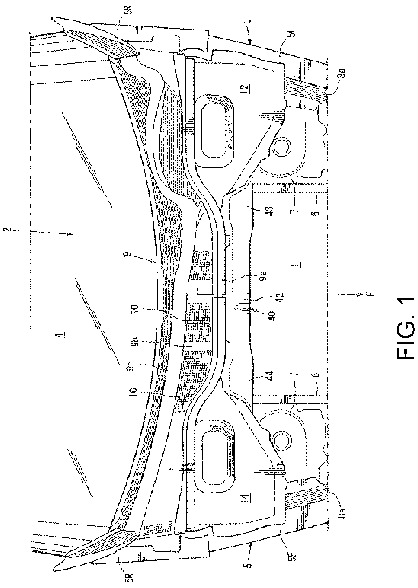 Patent US12097904 Figure 1 – Front structure of vehicle
