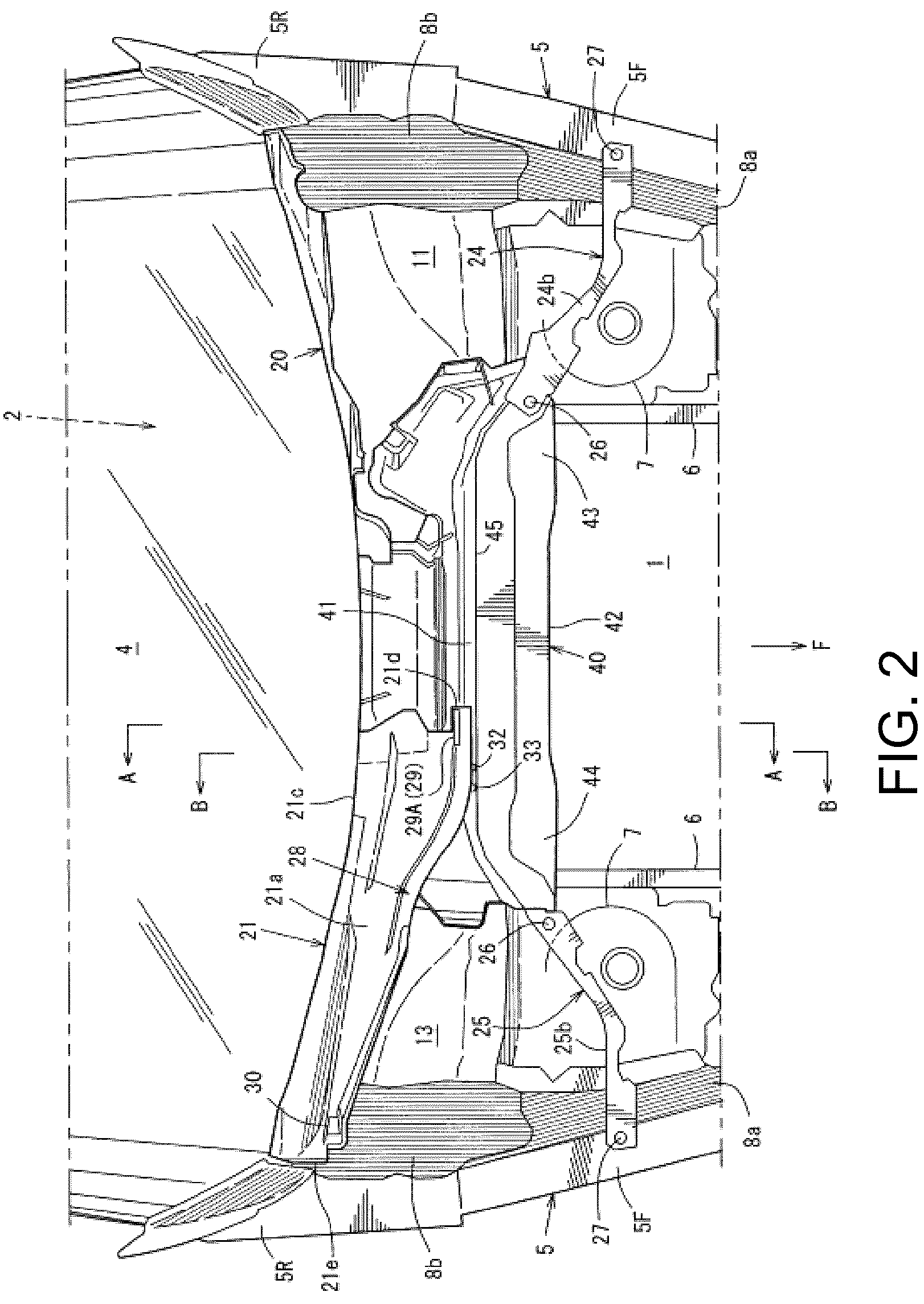 Patent US12097904 Figure 2 – Front structure of vehicle