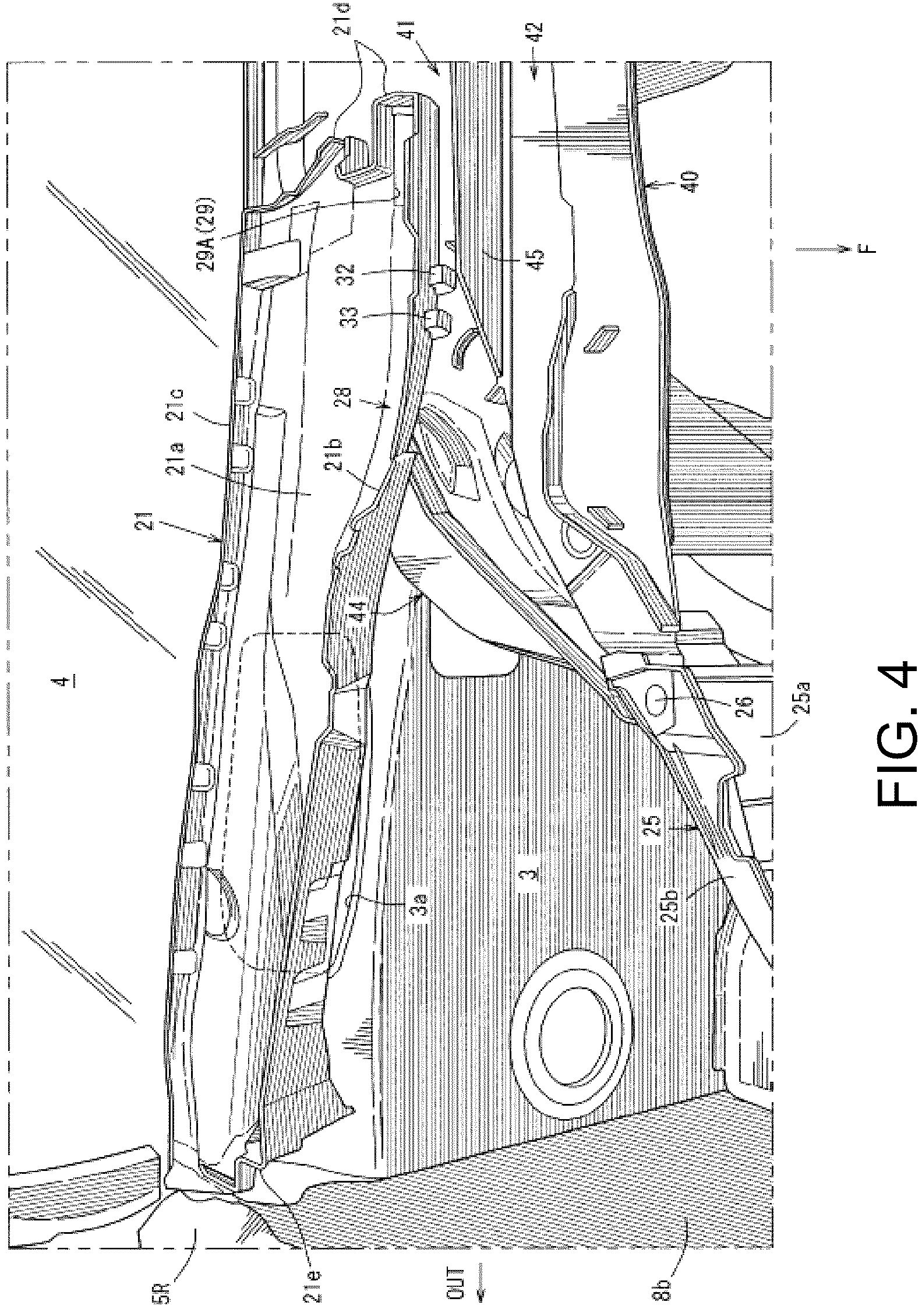 Patent US12097904 Figure 4 – Front structure of vehicle