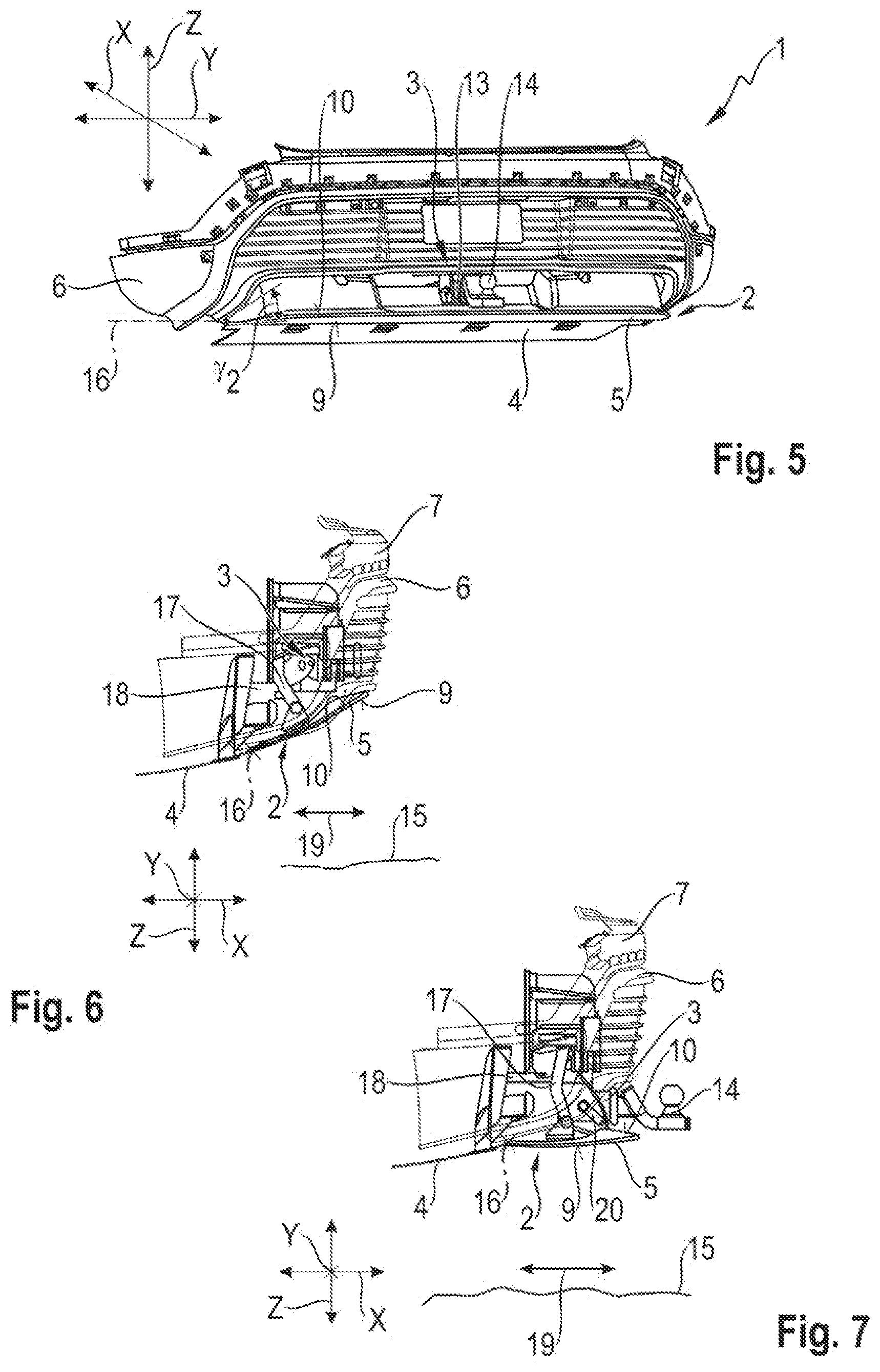 Patent US12097909 Figure 3 – Motor vehicle body with an air-guiding device and a trailer coupling mounting device