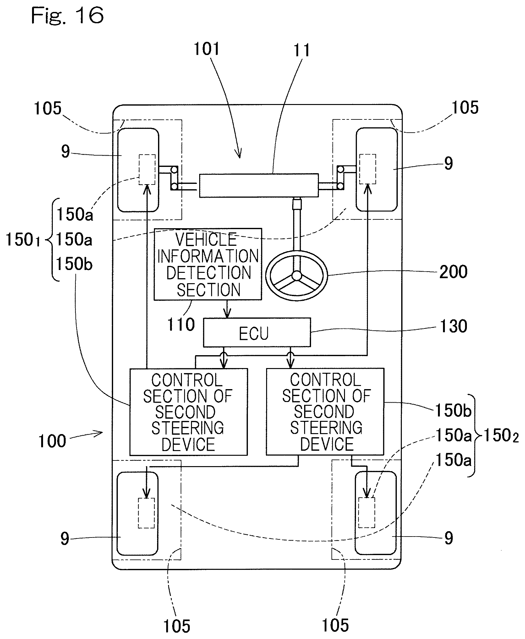 Patent US12097911 Figure 14 – Steering system and vehicle equipped with same