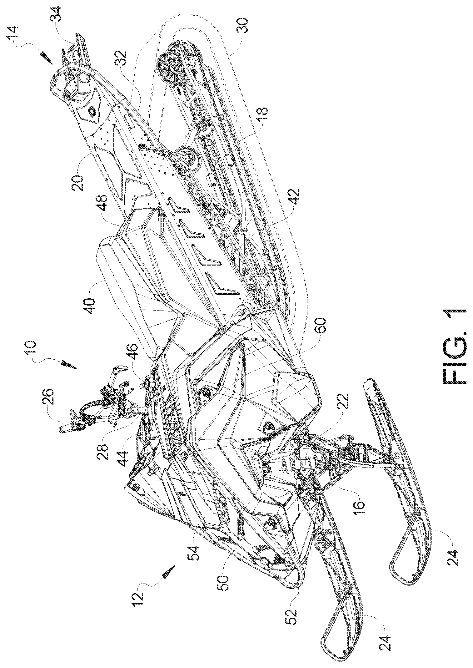 Patent US12097920 Figure 1 – Snowmobile control system