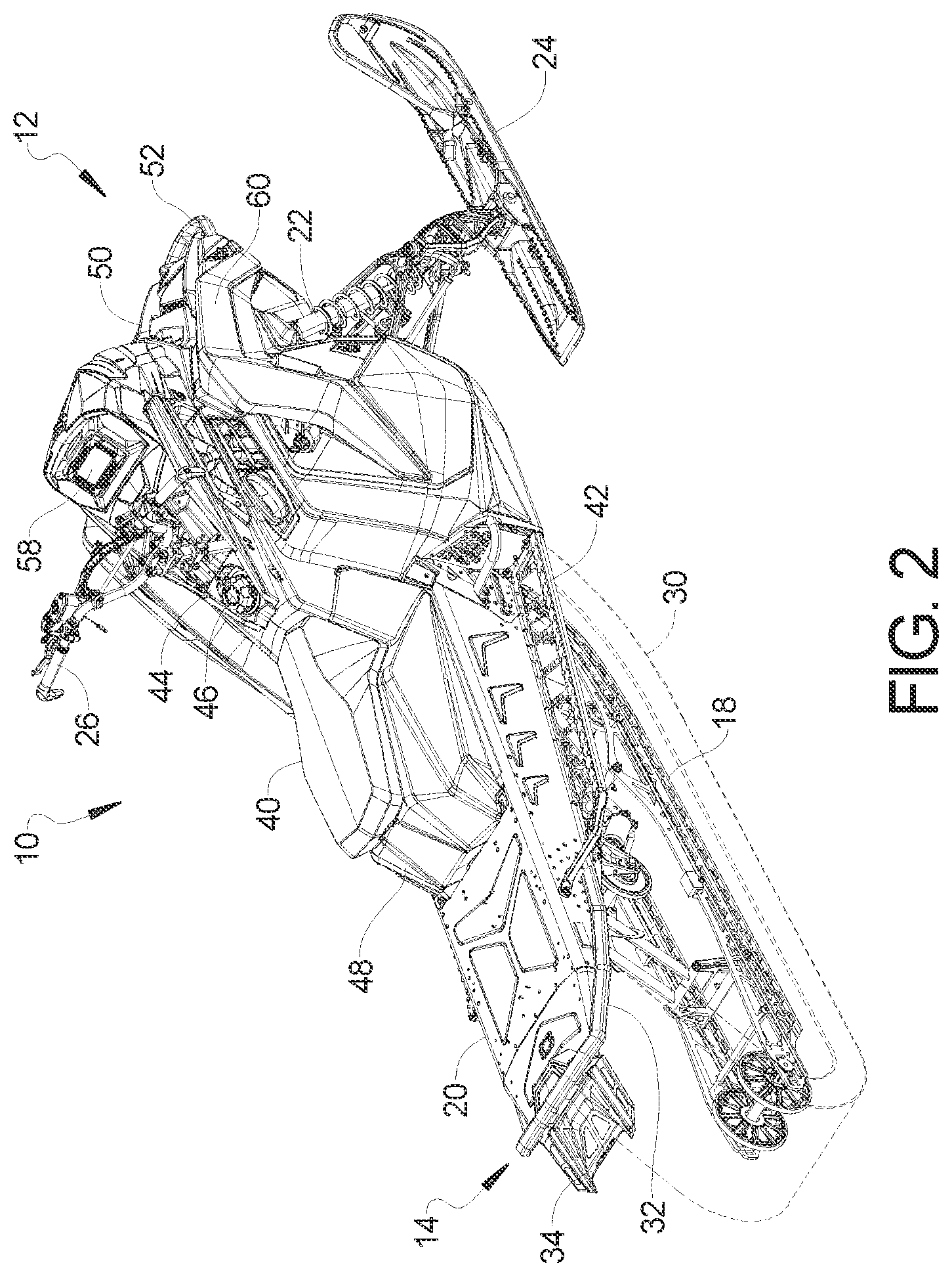 Patent US12097920 Figure 2 – Snowmobile control system