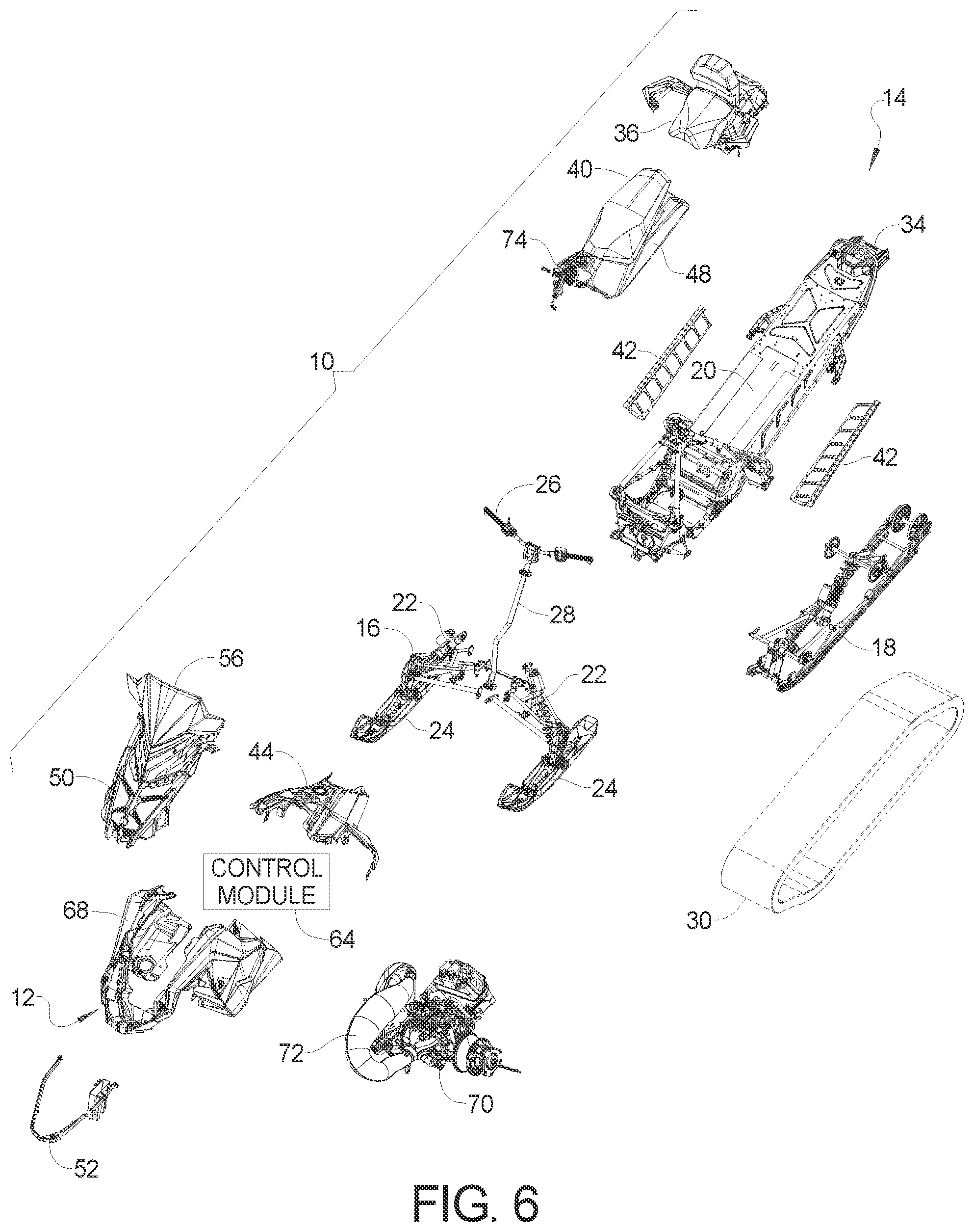 Patent US12097920 Figure 5 – Snowmobile control system