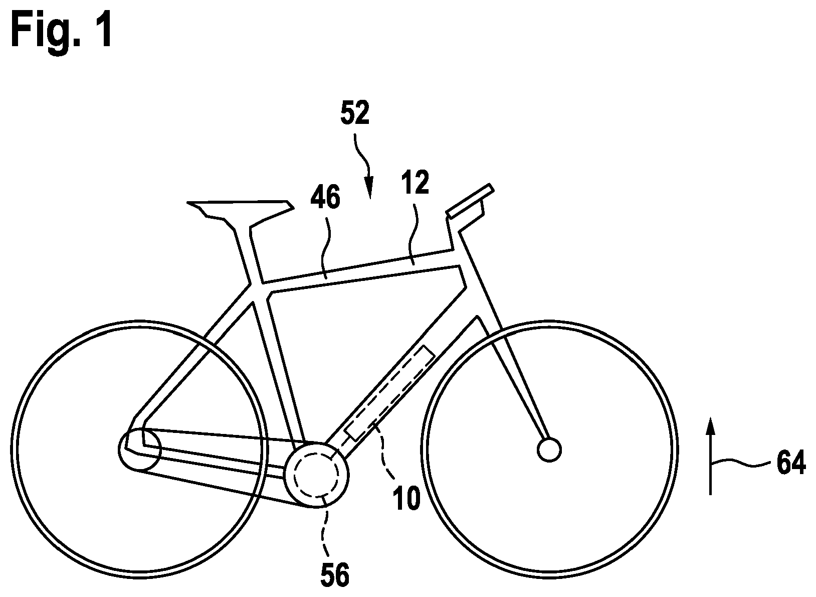 Patent US12097921 — Holding device for releasably holding an energy store on a frame unit, and bicycle frame — Figure 1
