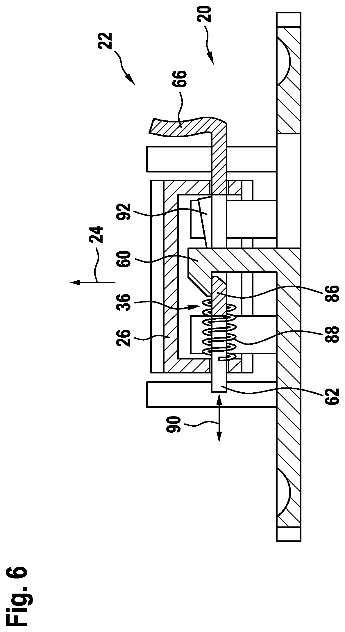 Patent US12097921 Figure 6 – Holding device for releasably holding an energy store on a frame unit, and bicycle frame