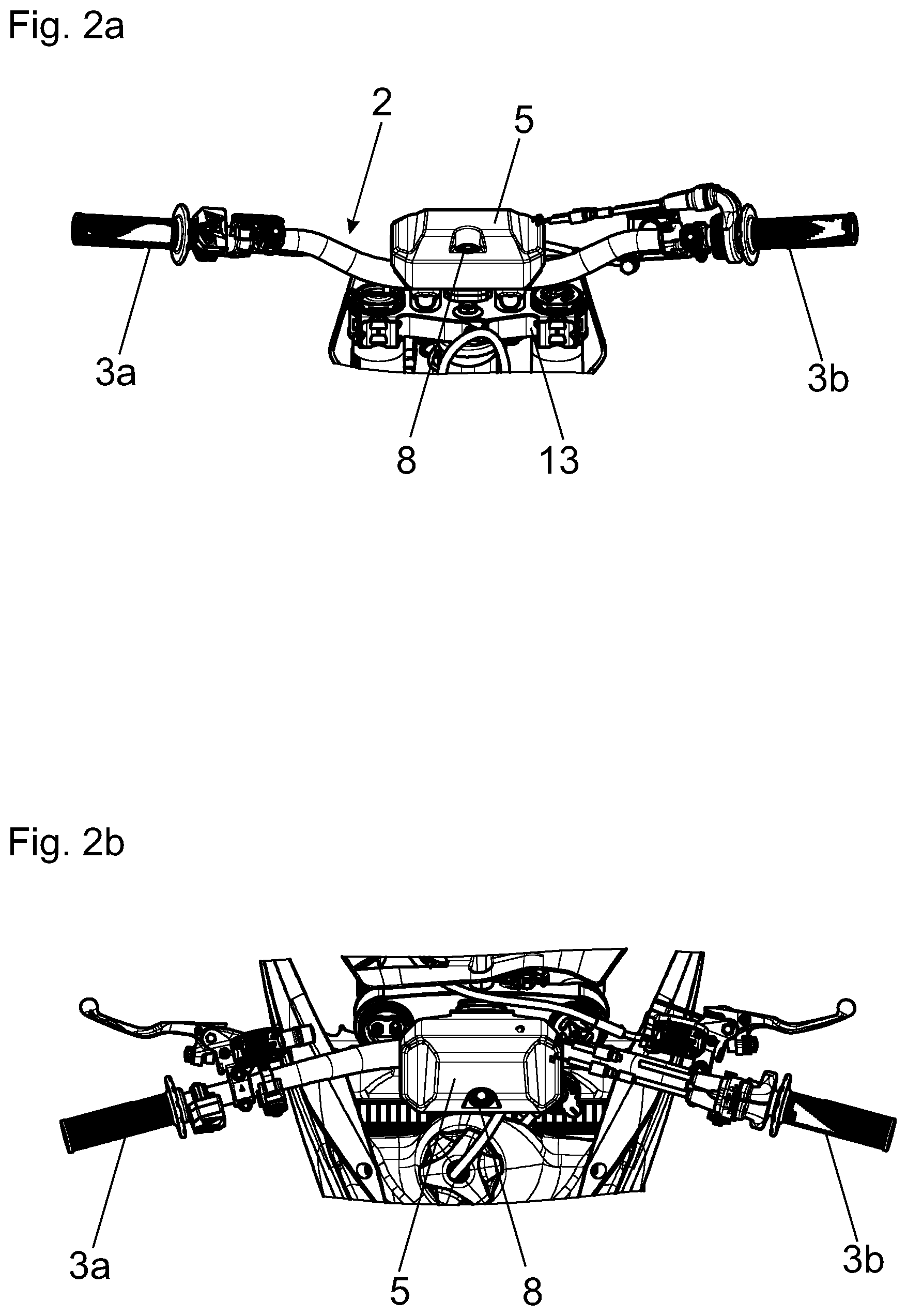 Patent US12097922 Figure 4 – Motorcycle with handlebar protector