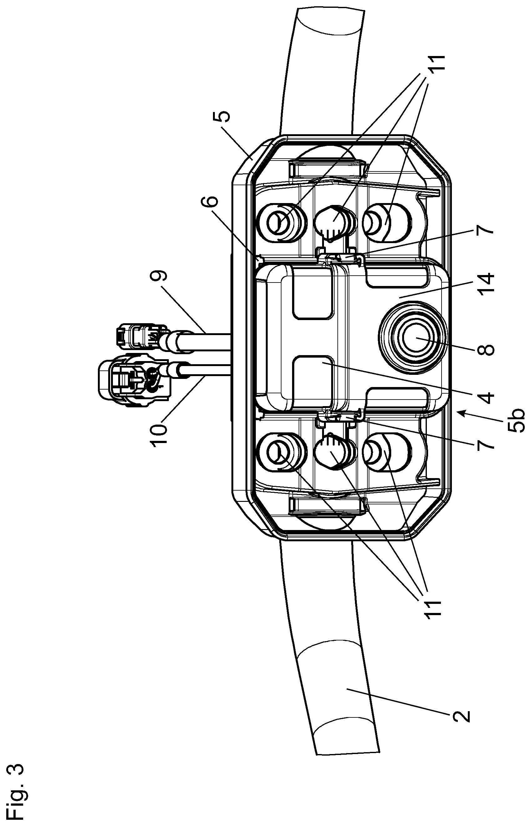Patent US12097922 Figure 5 – Motorcycle with handlebar protector