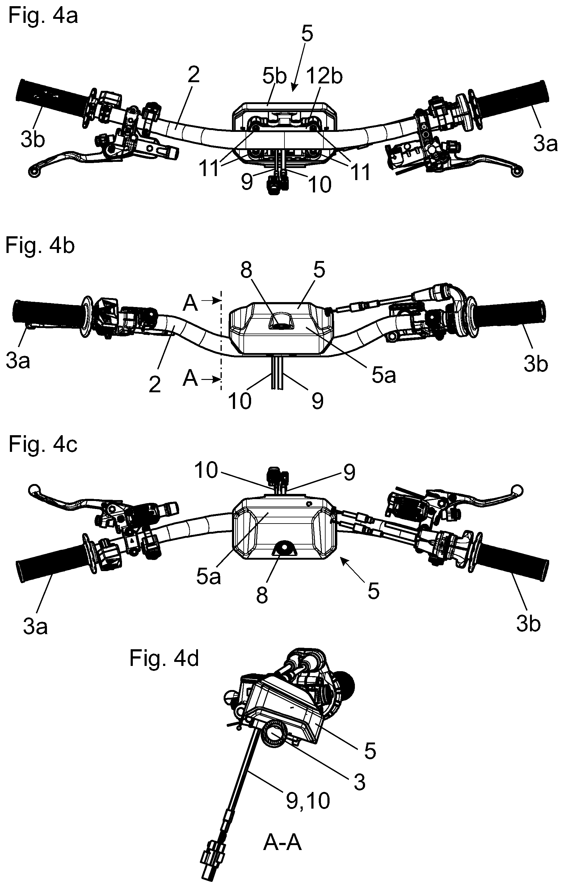 Patent US12097922 Figure 6 – Motorcycle with handlebar protector