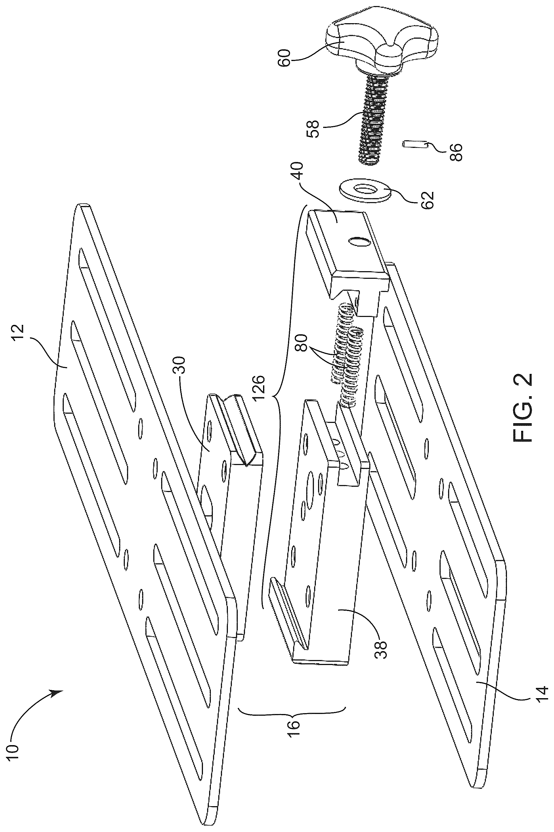 Patent US12097923 Figure 2 – Quick-release motorcycle accessory rack