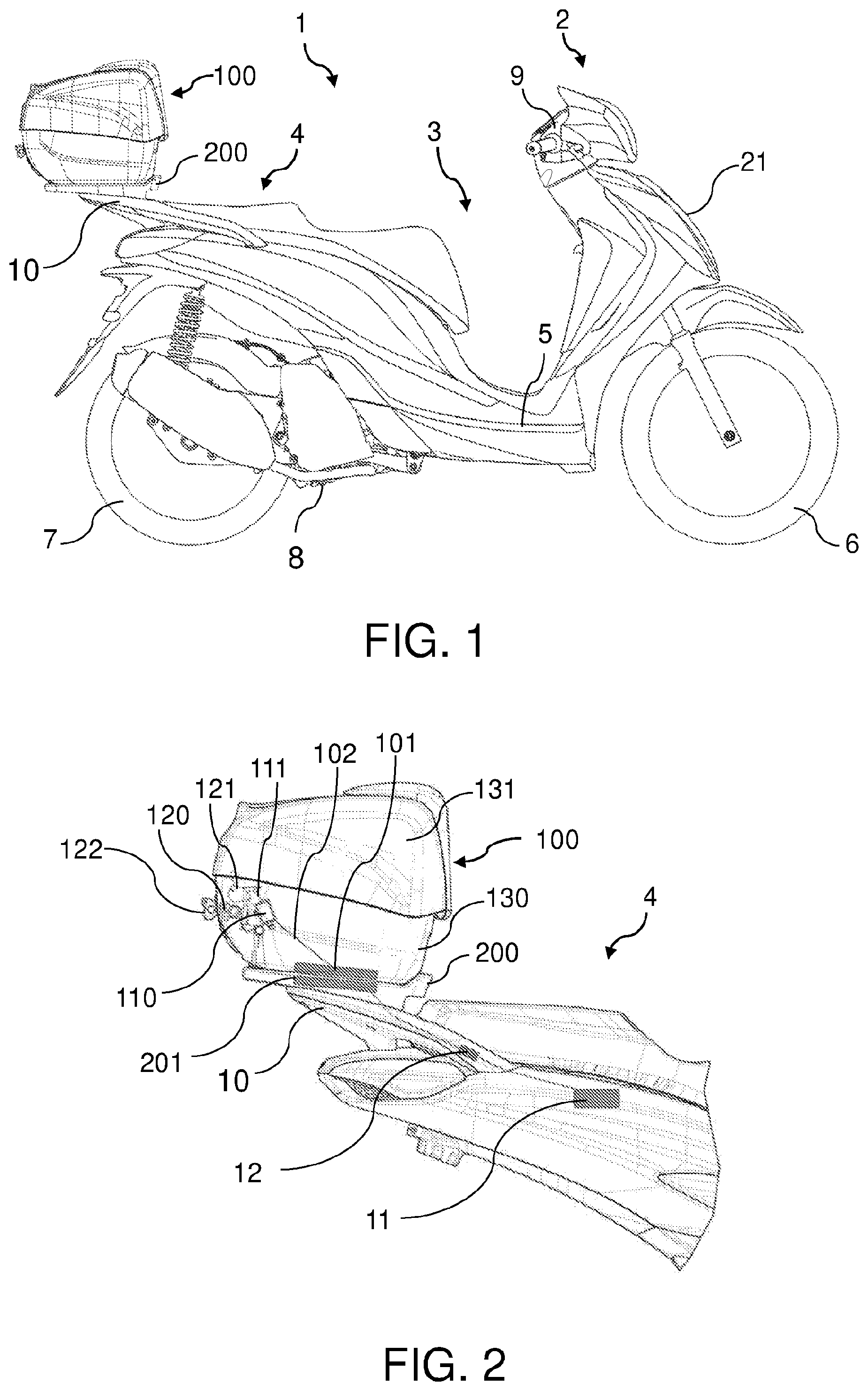 Patent US12097924 Figure 1 – Storage container for saddle riding-type vehicle