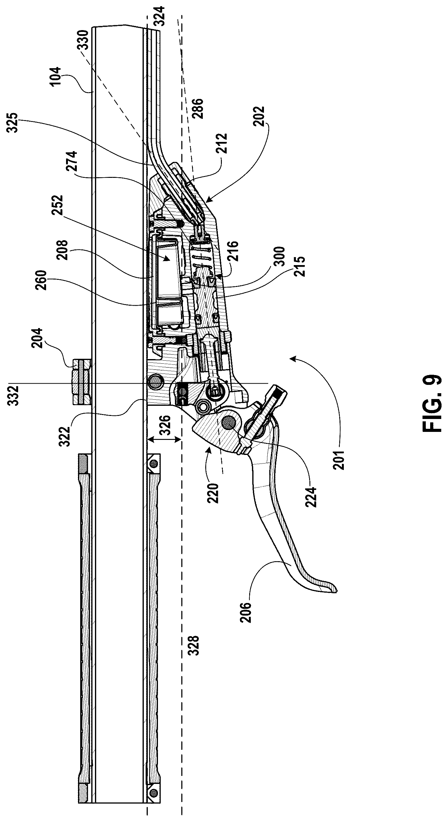 Patent US12097927 Figure 9 – Hydraulic brake control device with handlebar proximal hose attachment