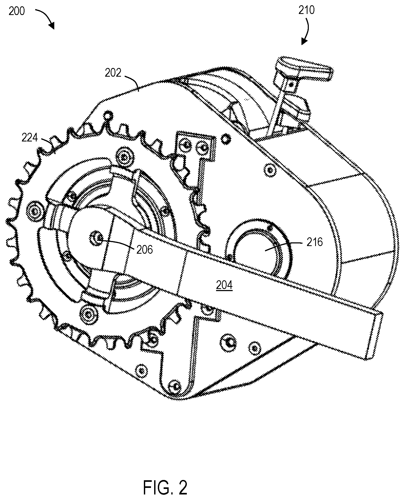 Patent US12097929 Figure 2 – Bicycle gearbox having segmented sprockets