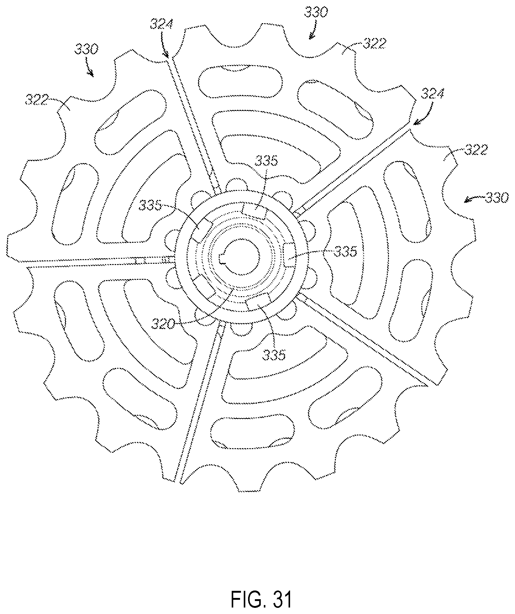 Patent US12097929 Figure 19 – Bicycle gearbox having segmented sprockets