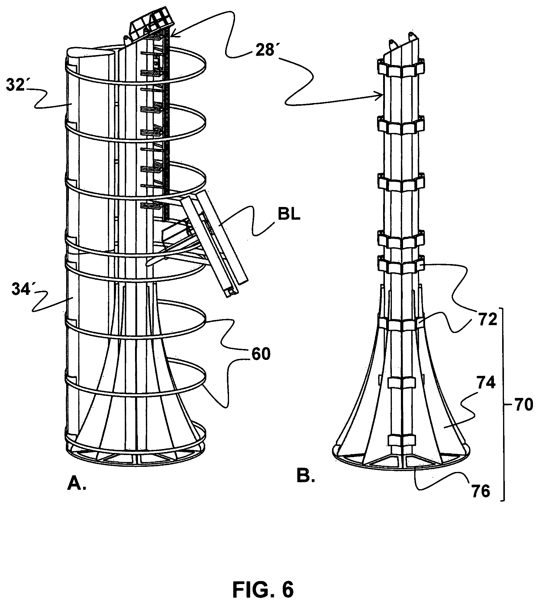 Patent US12097934 Figure 6 – Wind turbine comprising a floating foundation having a plurality of buoyancy bodies