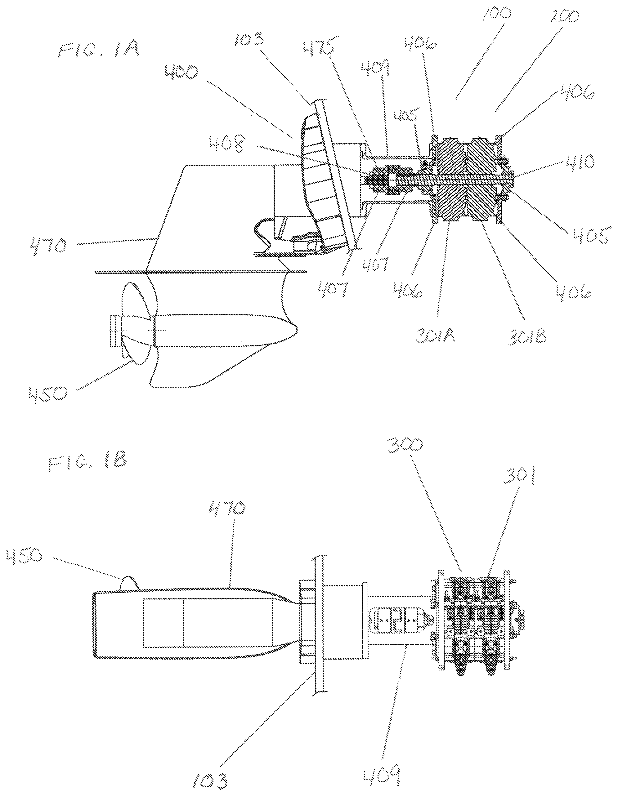 Patent US12097936 Figure 1 – Axial flux propulsion system for an electric boat