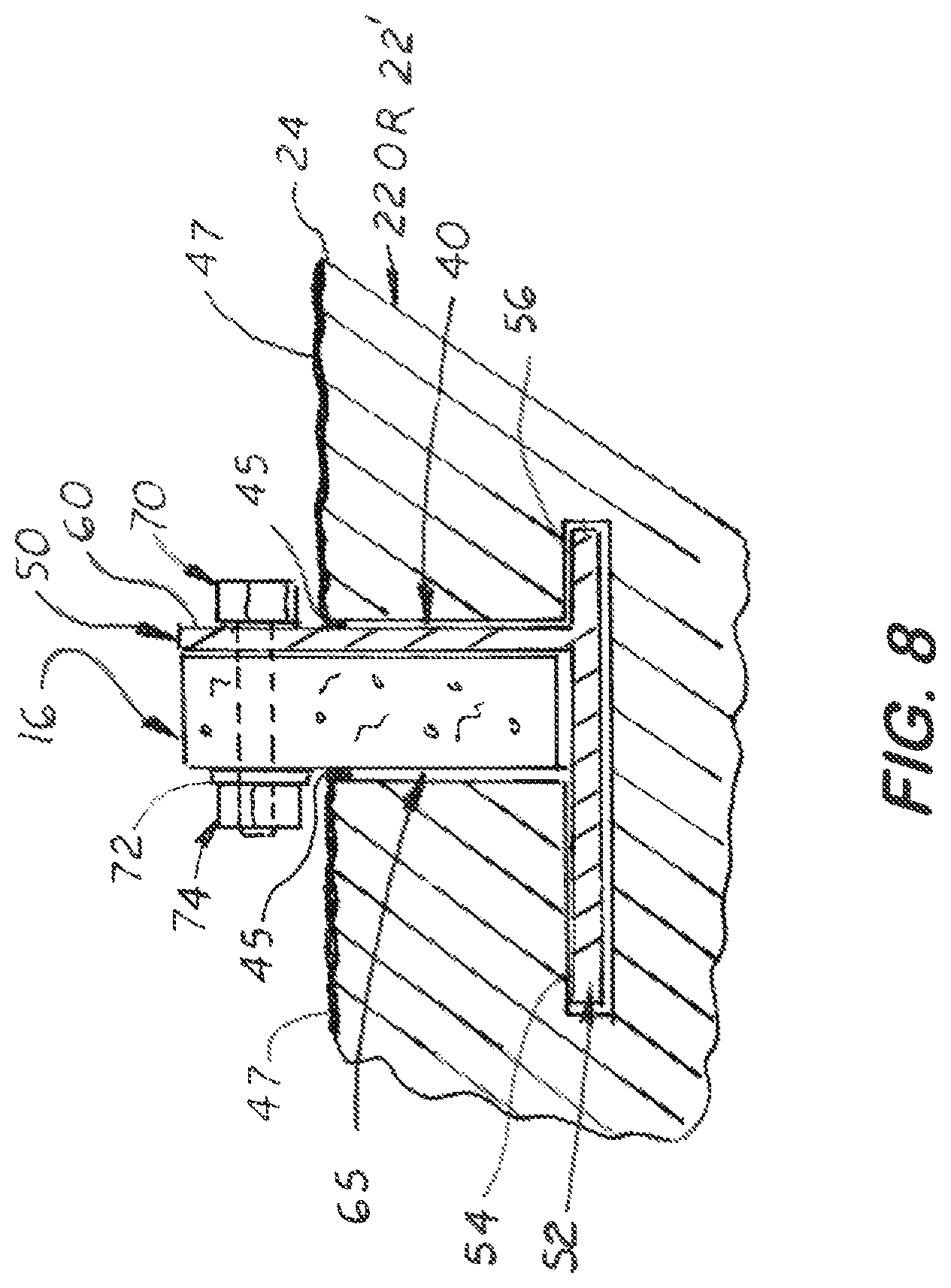 Patent US12097937 Figure 6 – Combination float and bracket assembly