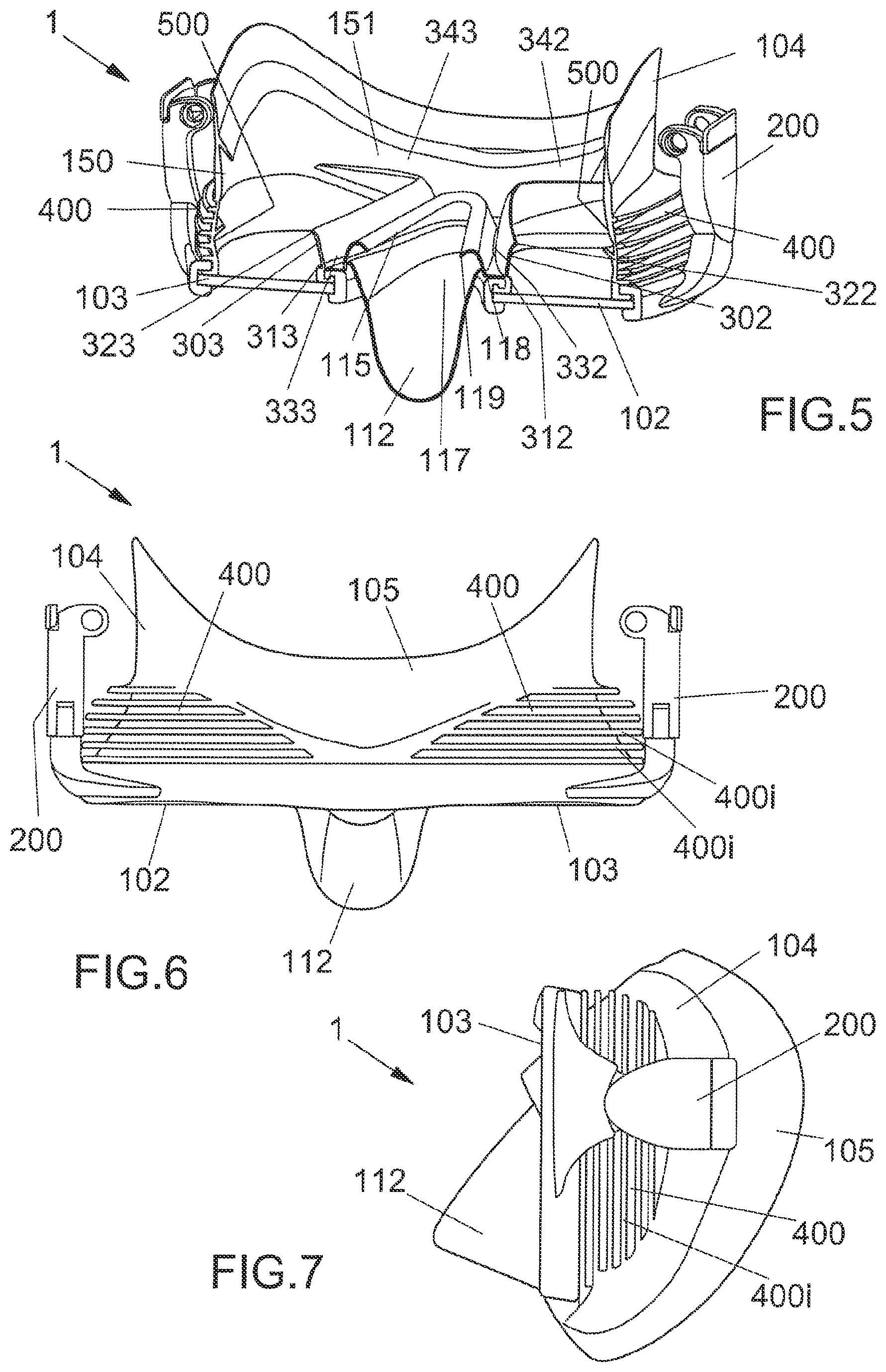 Patent US12097938 Figure 3 – Diving mask with anti-fog characteristics