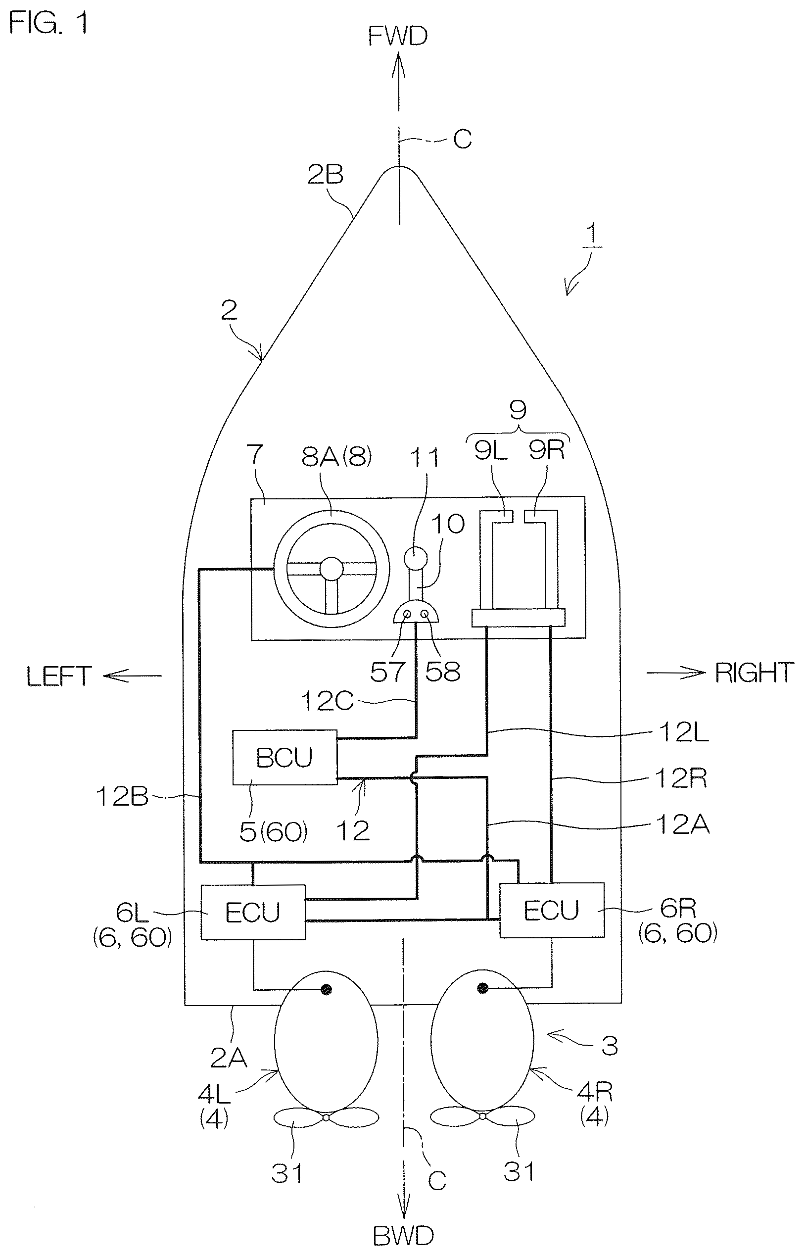 Patent US12097945 Figure 1 – Vessel operation system and vessel