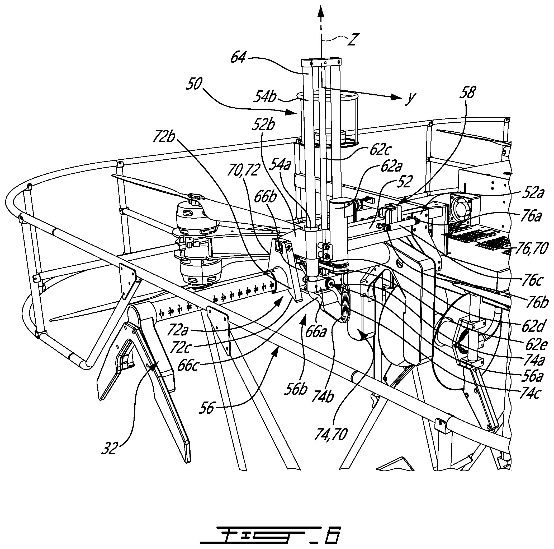 Patent US12097956 Figure 4 – Drone with tool positioning system