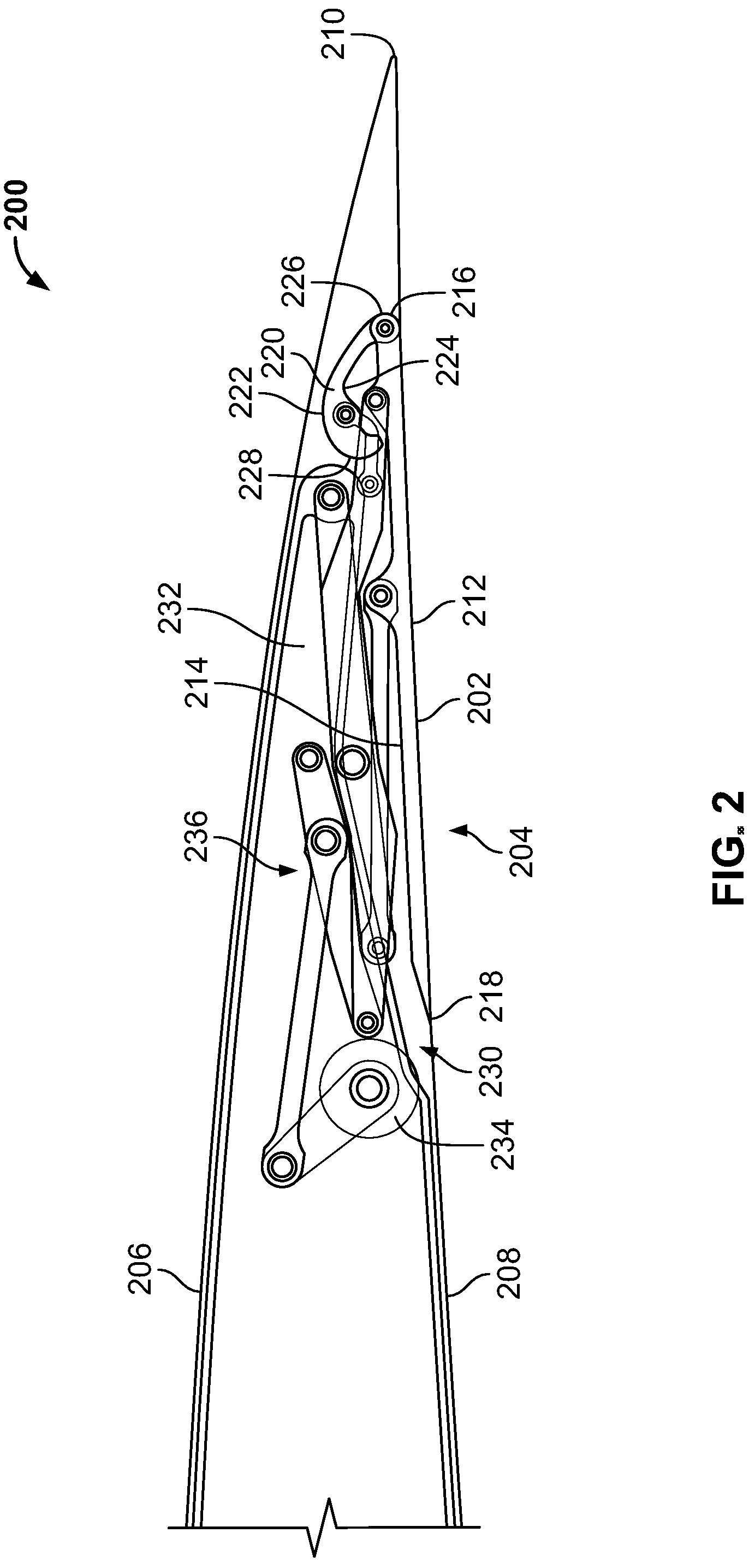 Patent US12097959 Figure 2 – Underwing-mounted trailing edge flaps for wings of aircraft