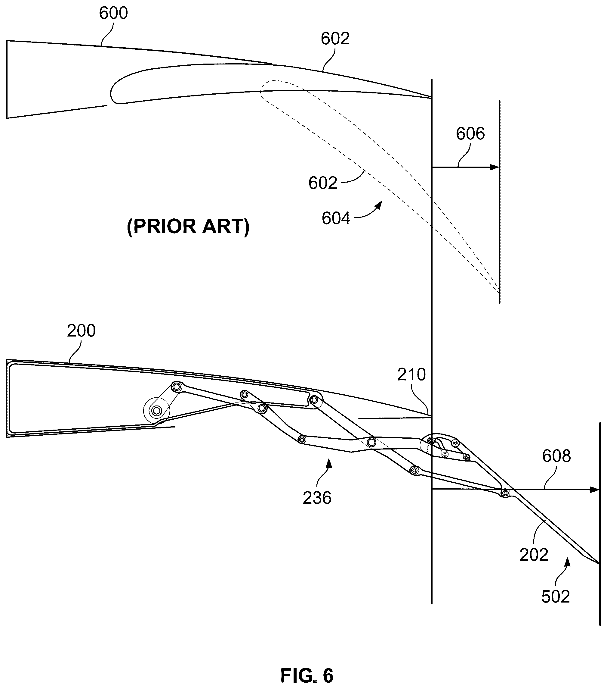 Patent US12097959 Figure 6 – Underwing-mounted trailing edge flaps for wings of aircraft