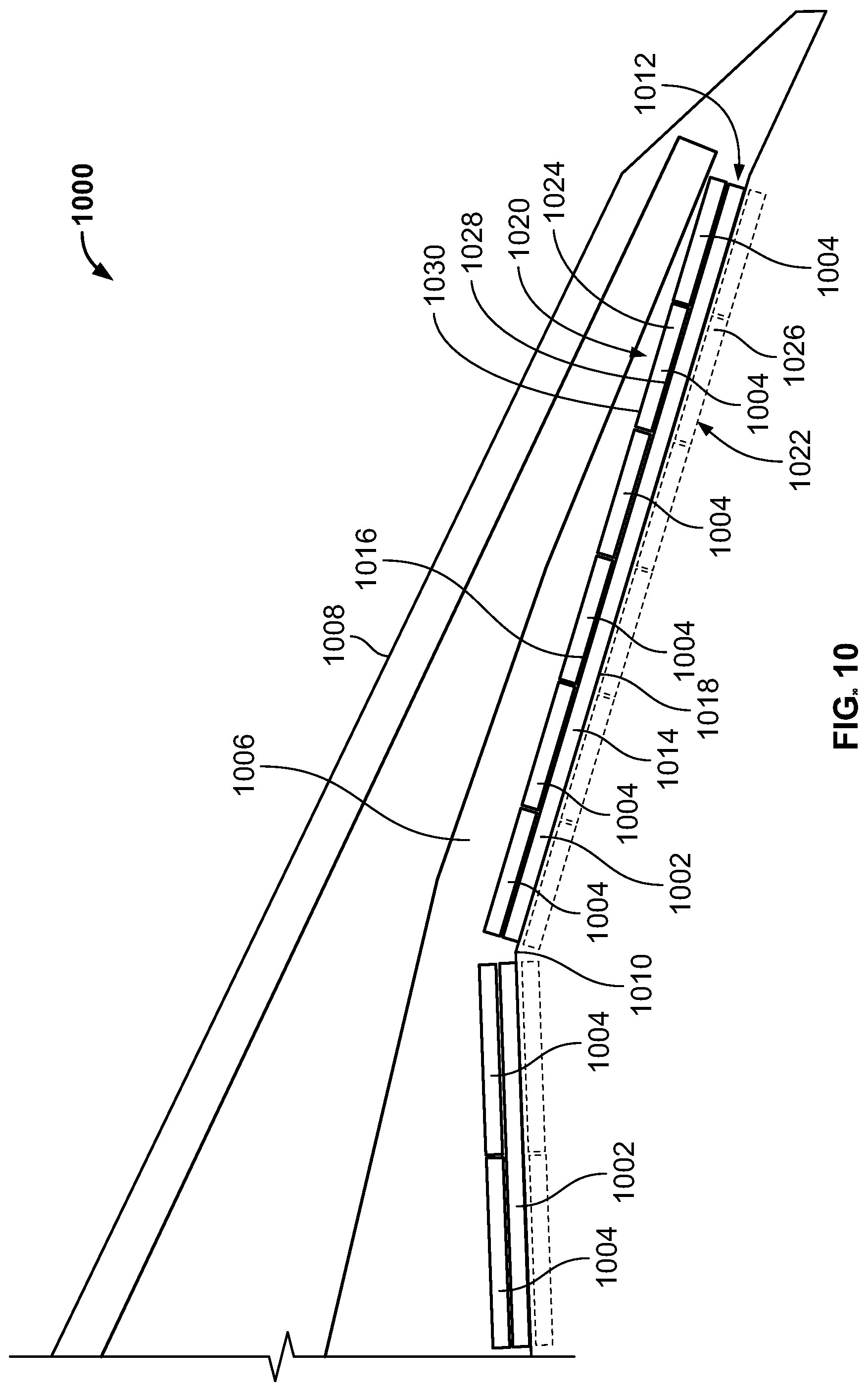 Patent US12097959 Figure 10 – Underwing-mounted trailing edge flaps for wings of aircraft
