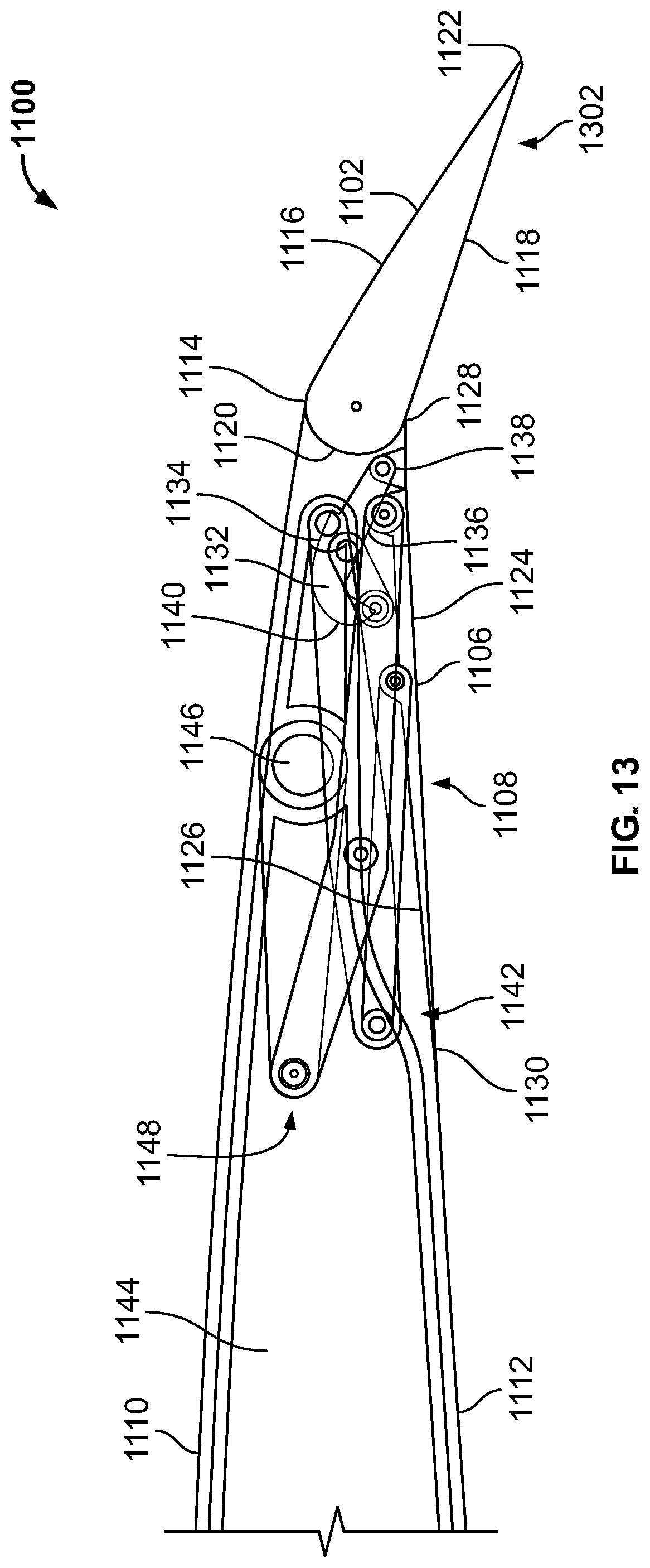 Patent US12097959 Figure 13 – Underwing-mounted trailing edge flaps for wings of aircraft