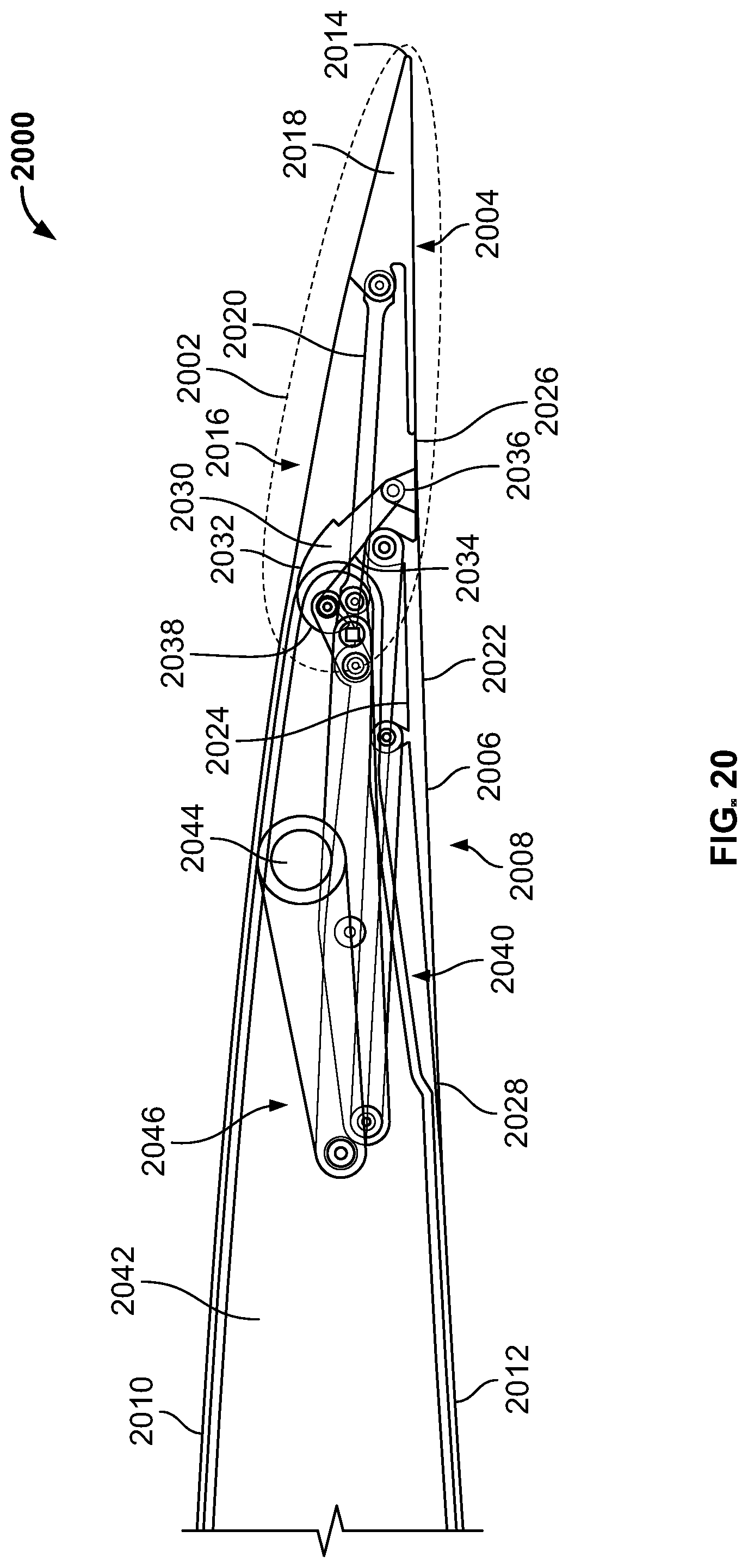 Patent US12097959 Figure 20 – Underwing-mounted trailing edge flaps for wings of aircraft