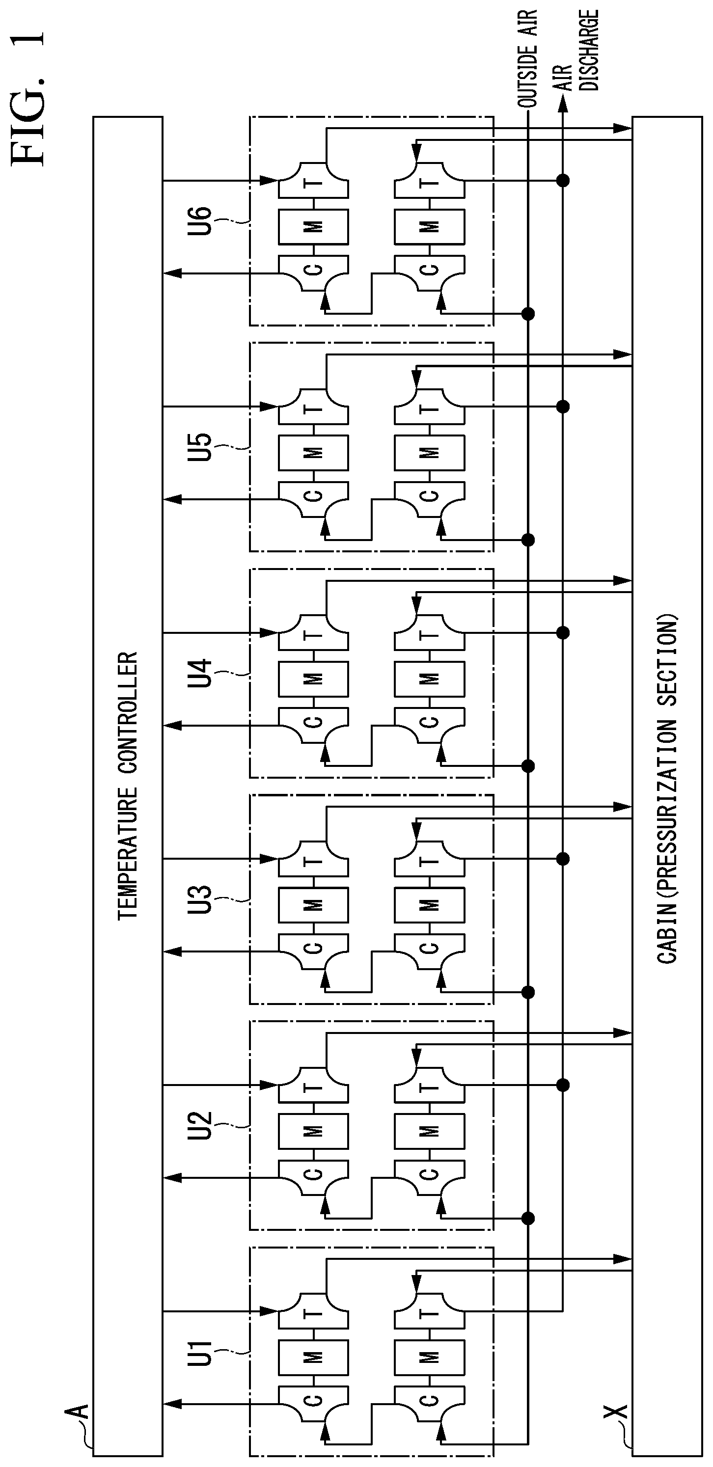 Patent US12097961 Figure 1 – Aircraft air conditioning device