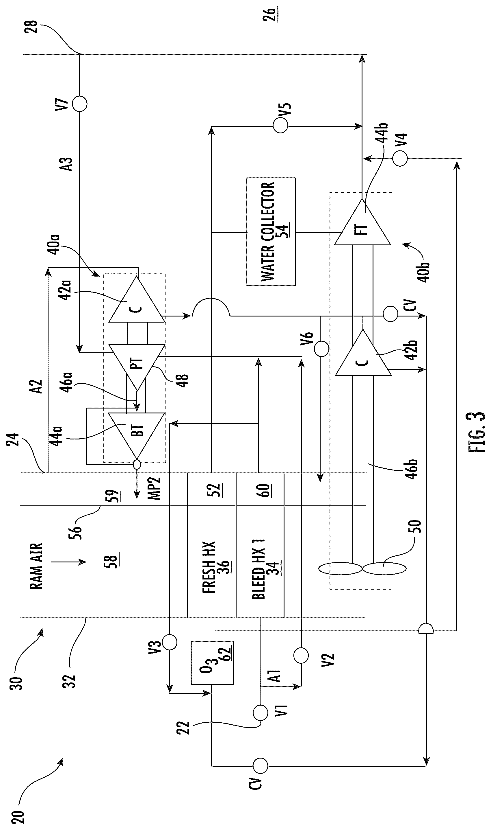 Patent US12097962 Figure 3 – Aircraft environmental control system