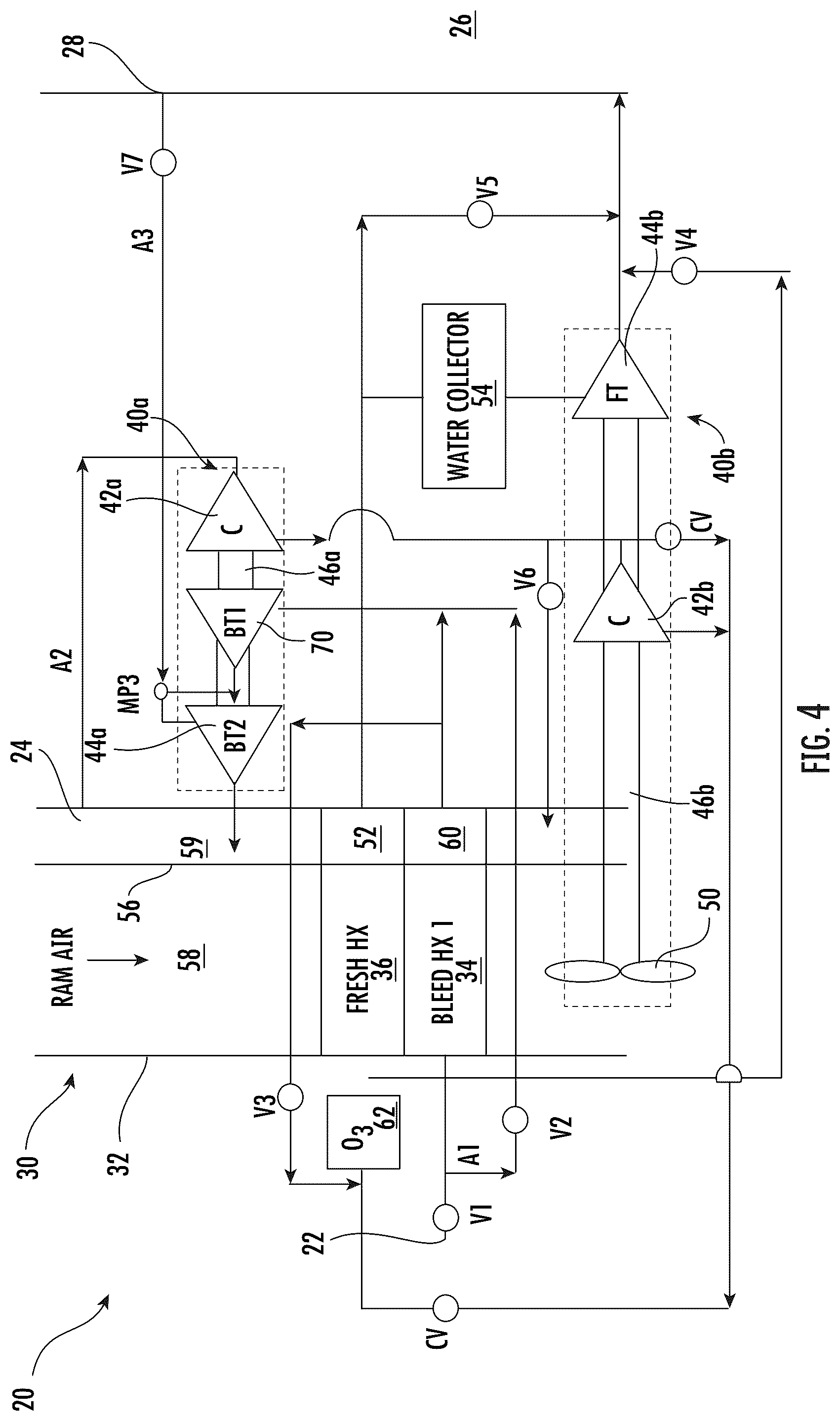 Patent US12097962 Figure 4 – Aircraft environmental control system