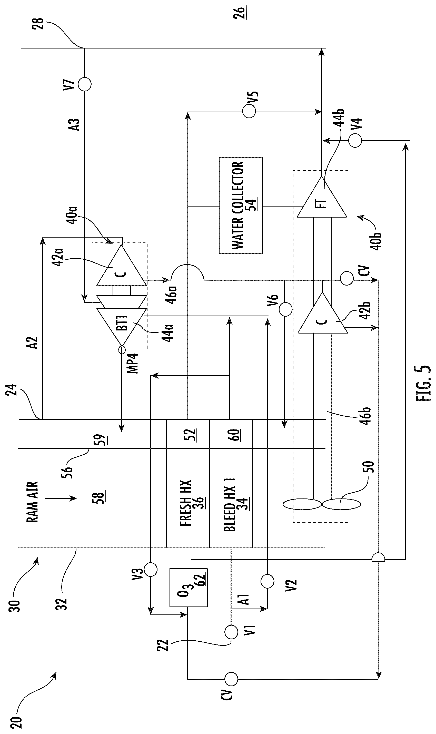 Patent US12097962 Figure 5 – Aircraft environmental control system