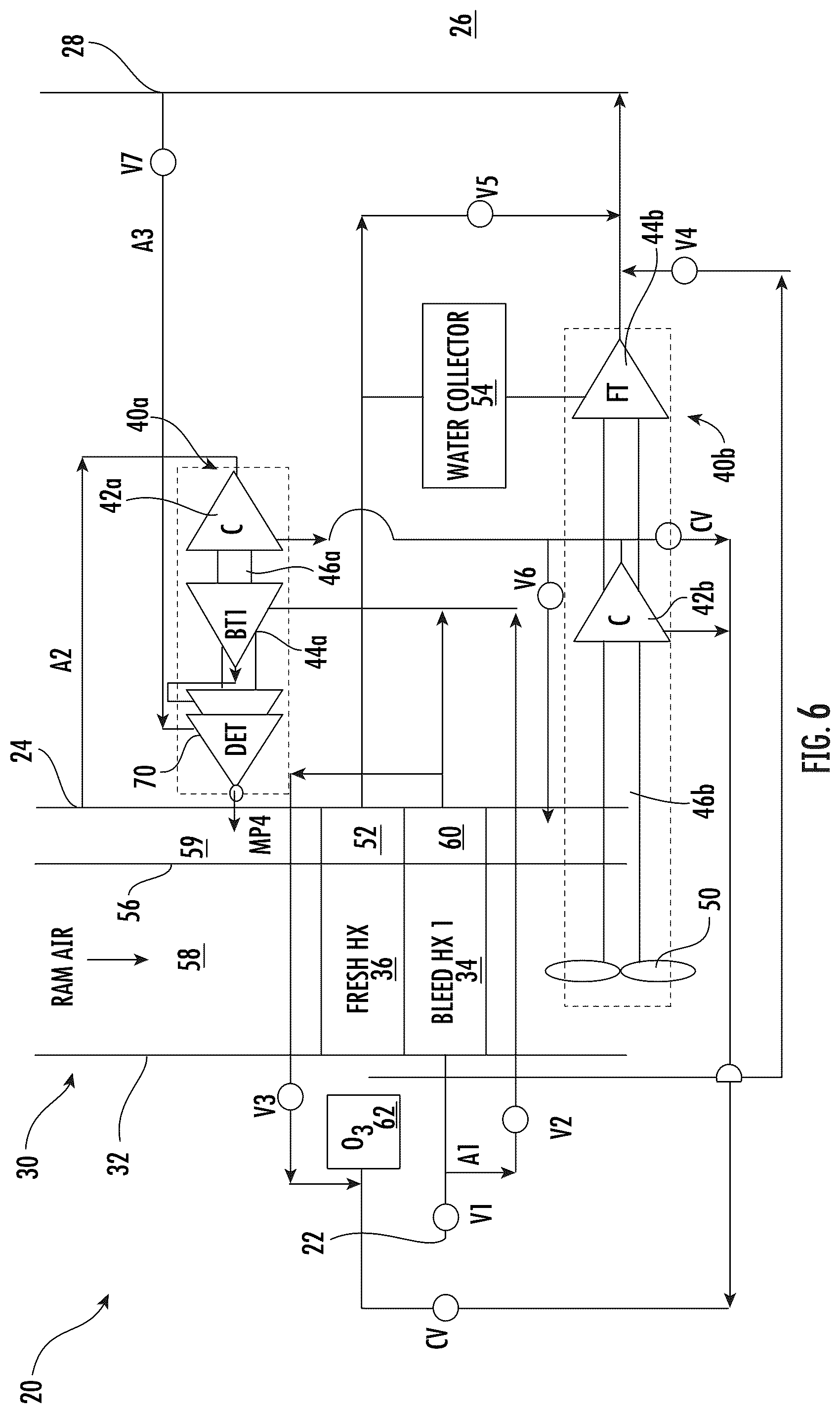 Patent US12097962 Figure 6 – Aircraft environmental control system