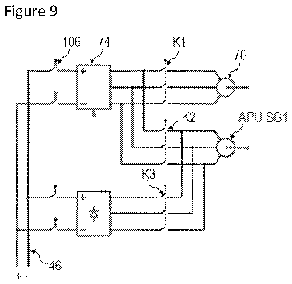 Patent US12097965 Figure 4 – Electric architecture for a hybrid thermal/electric propulsion aircraft and twin-engined aircraft comprising such an architecture