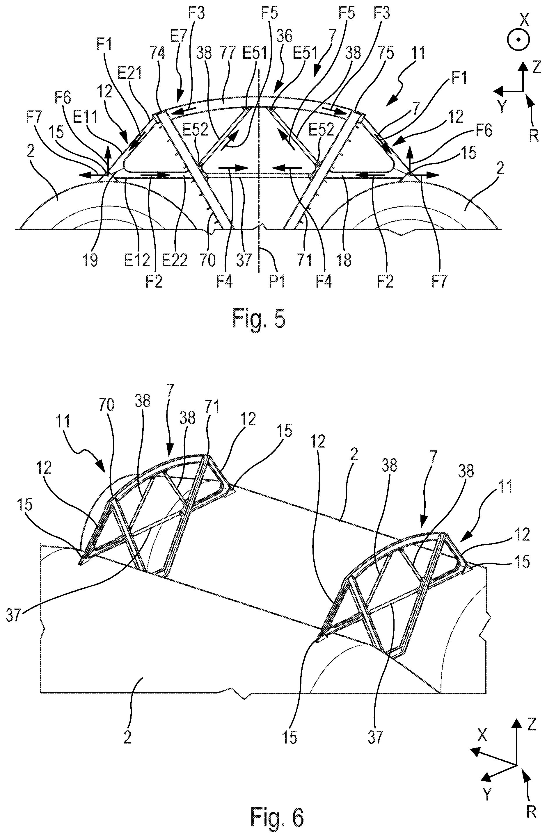 Patent US12097967 Figure 3 – Fastening system for an aircraft configured to fasten at least one tank intended to contain liquid hydrogen