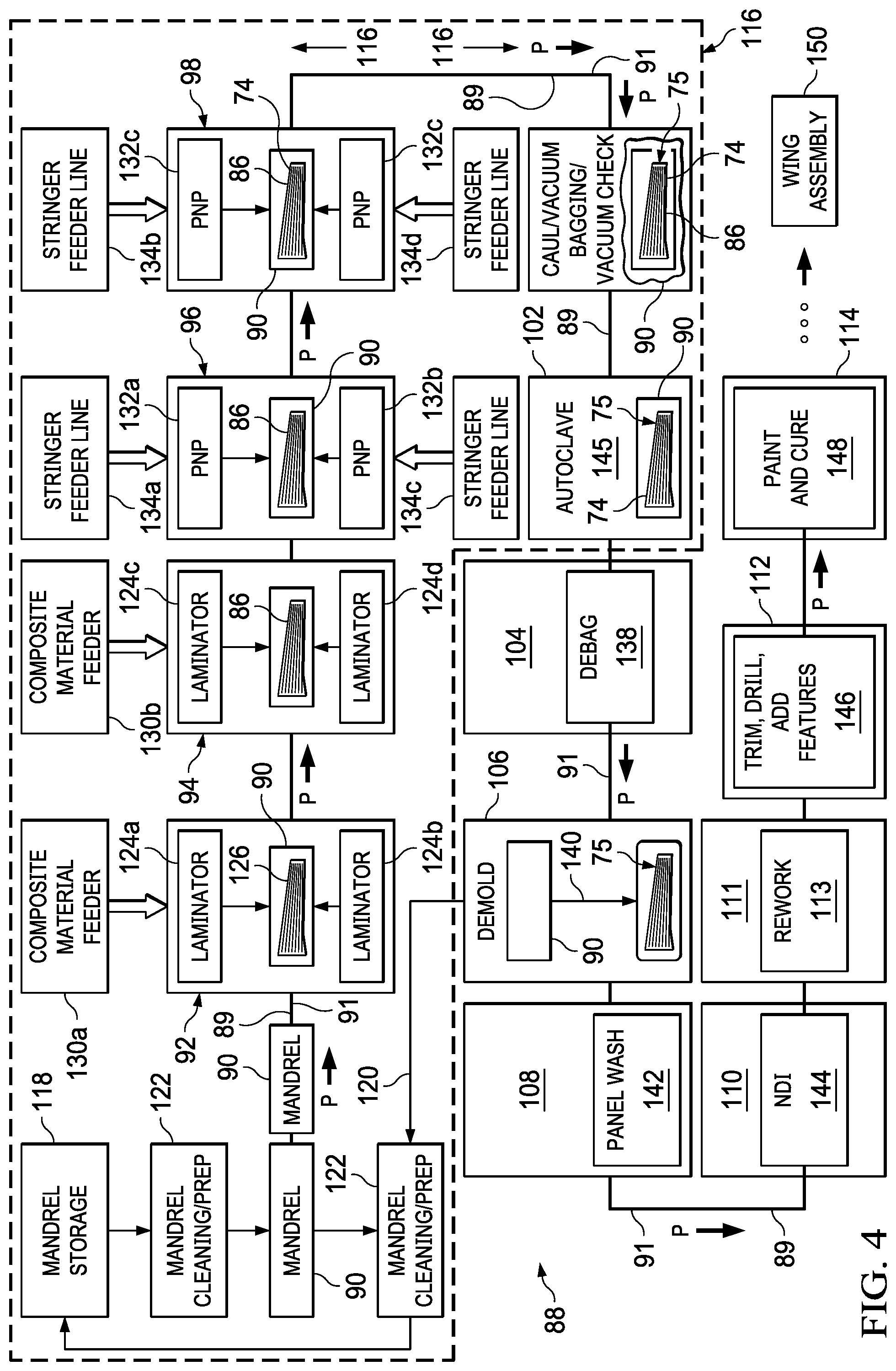 Patent US12097973 Figure 4 – Composite wing panels and fabrication method