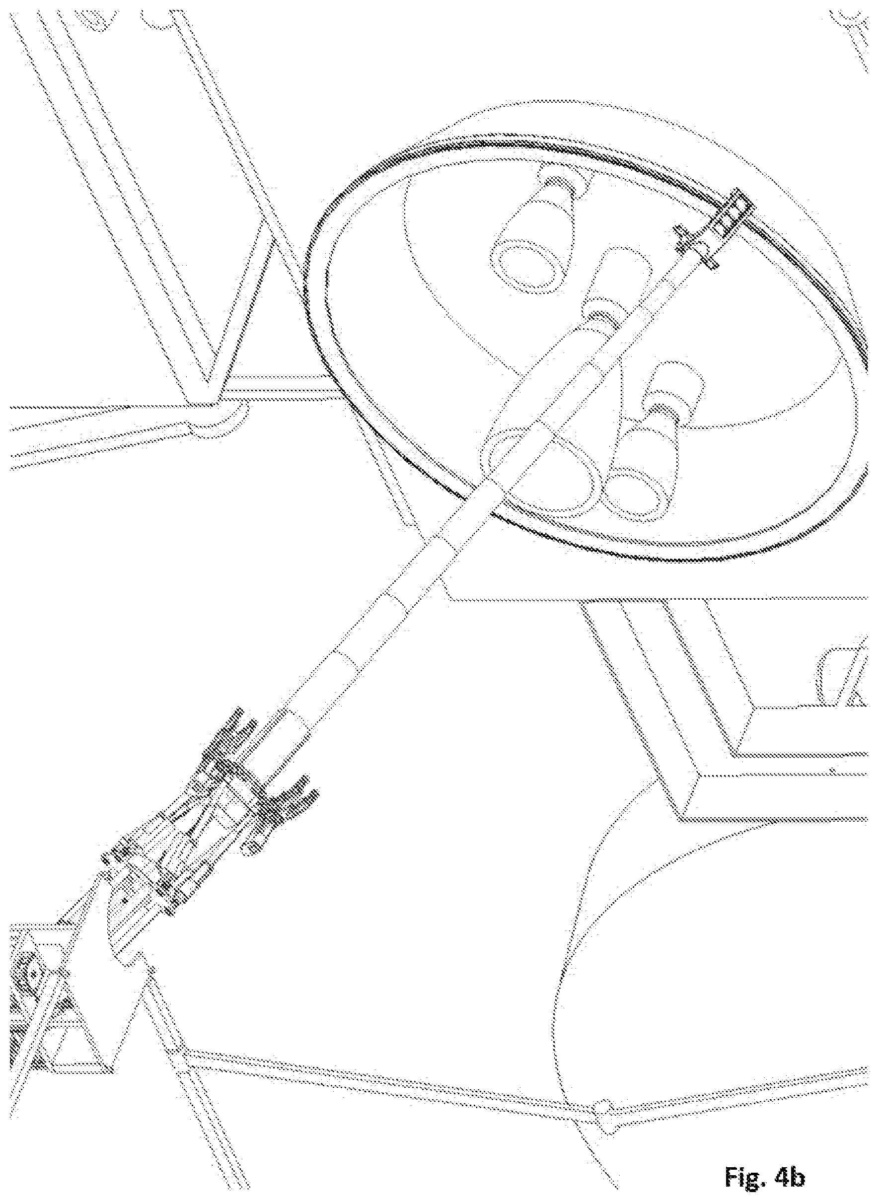 Patent US12097978 Figure 9 – Docking structure for satellite docking including a parallel manipulator with a telescopic capturing pincher and a plurality of motorized clamps