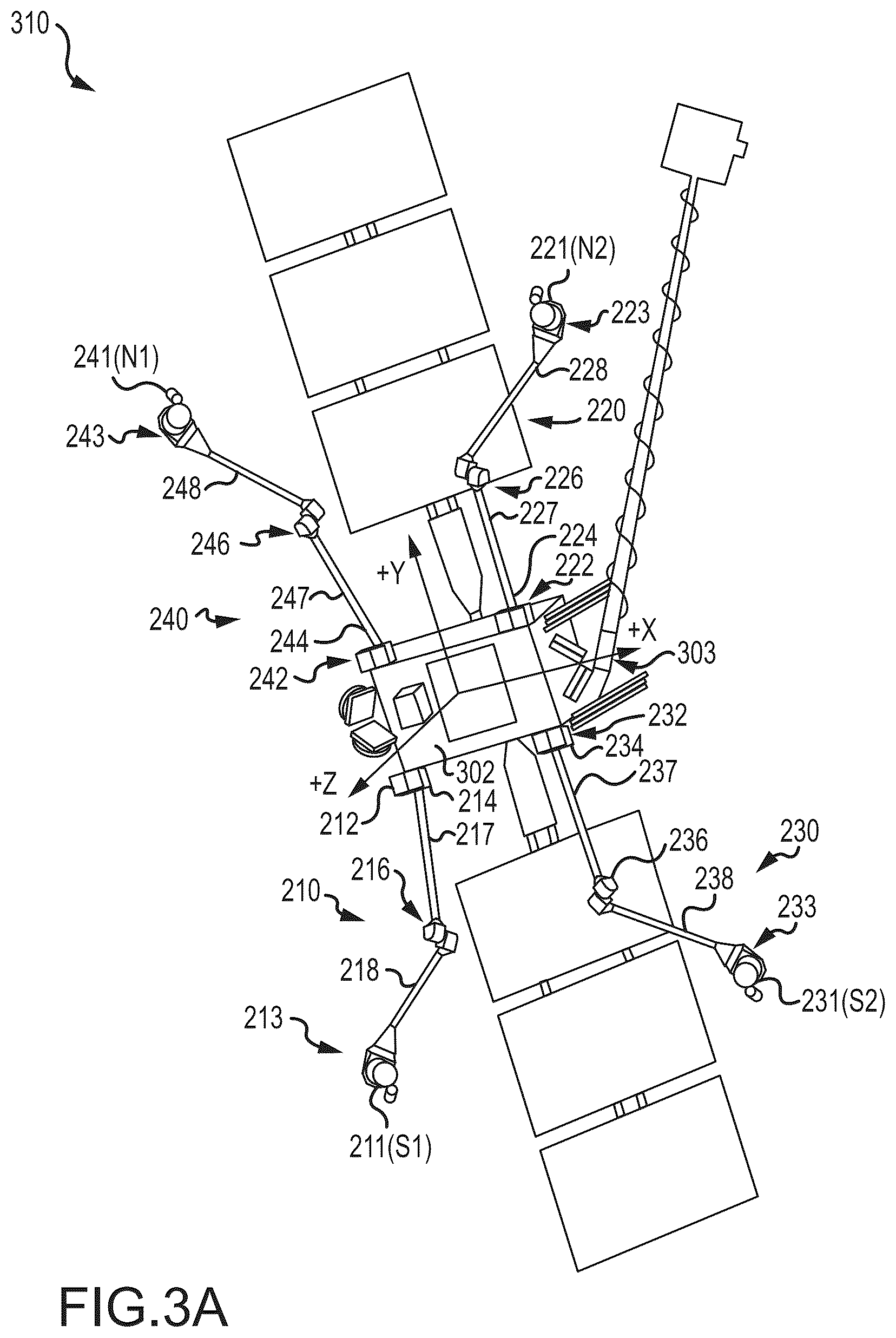 Patent US12097979 Figure 5 – Satellite for rendezvous and docking using electric propulsion thrusters
