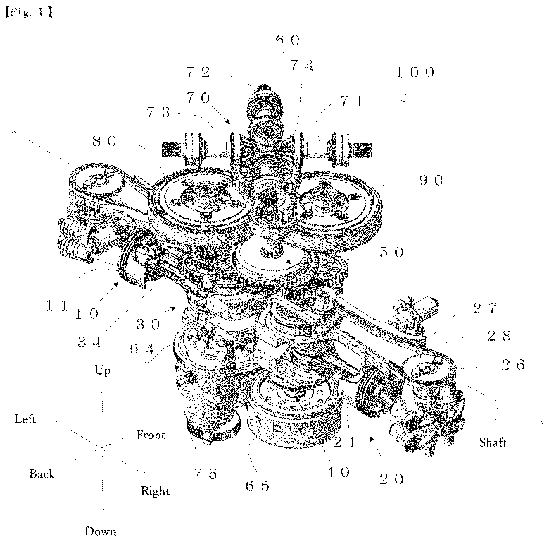Patent US12097980 Figure 1 – Engine device for unmanned flying apparatus