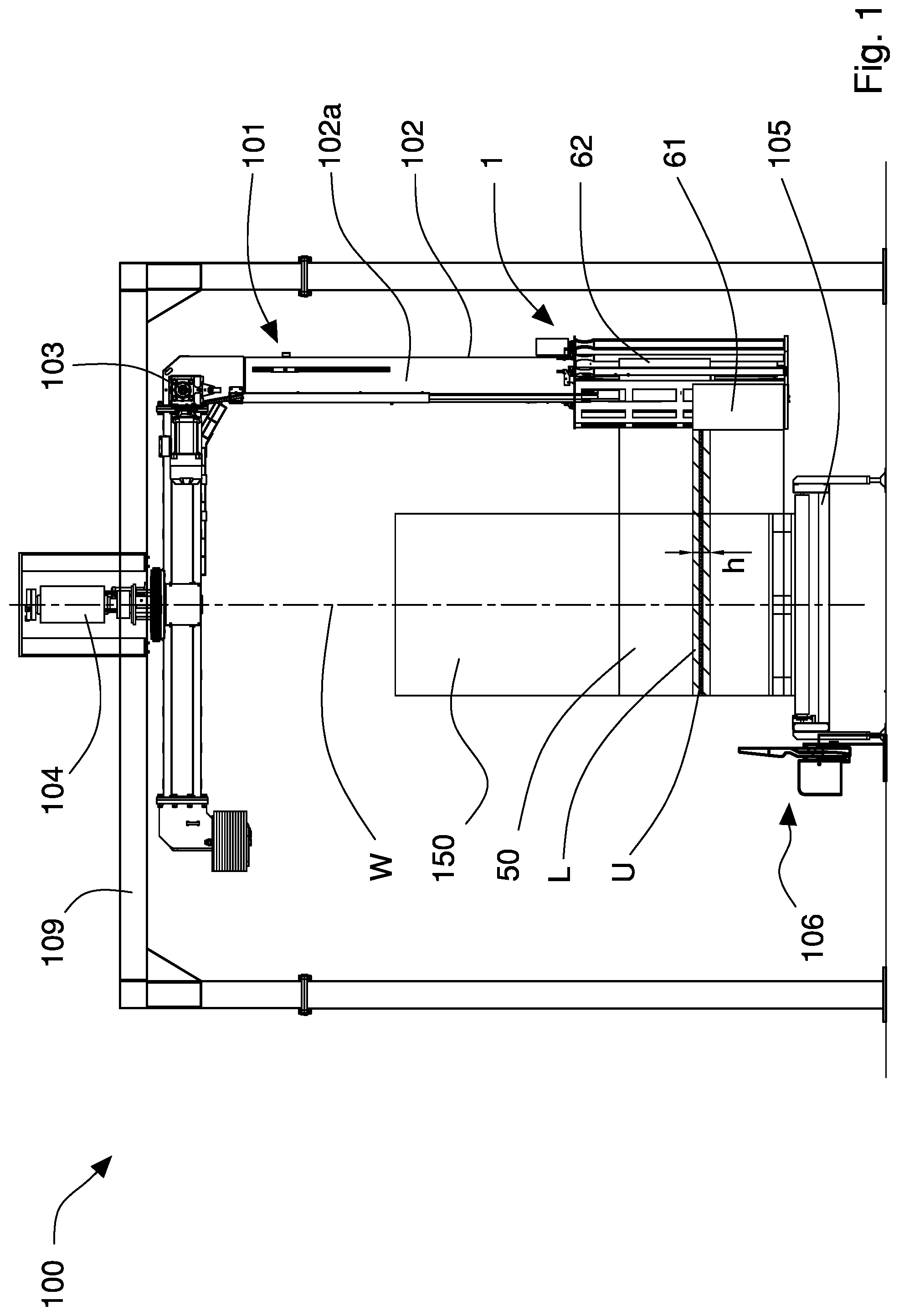 Patent US12097983 Figure 1 – Apparatus and method for wrapping a load