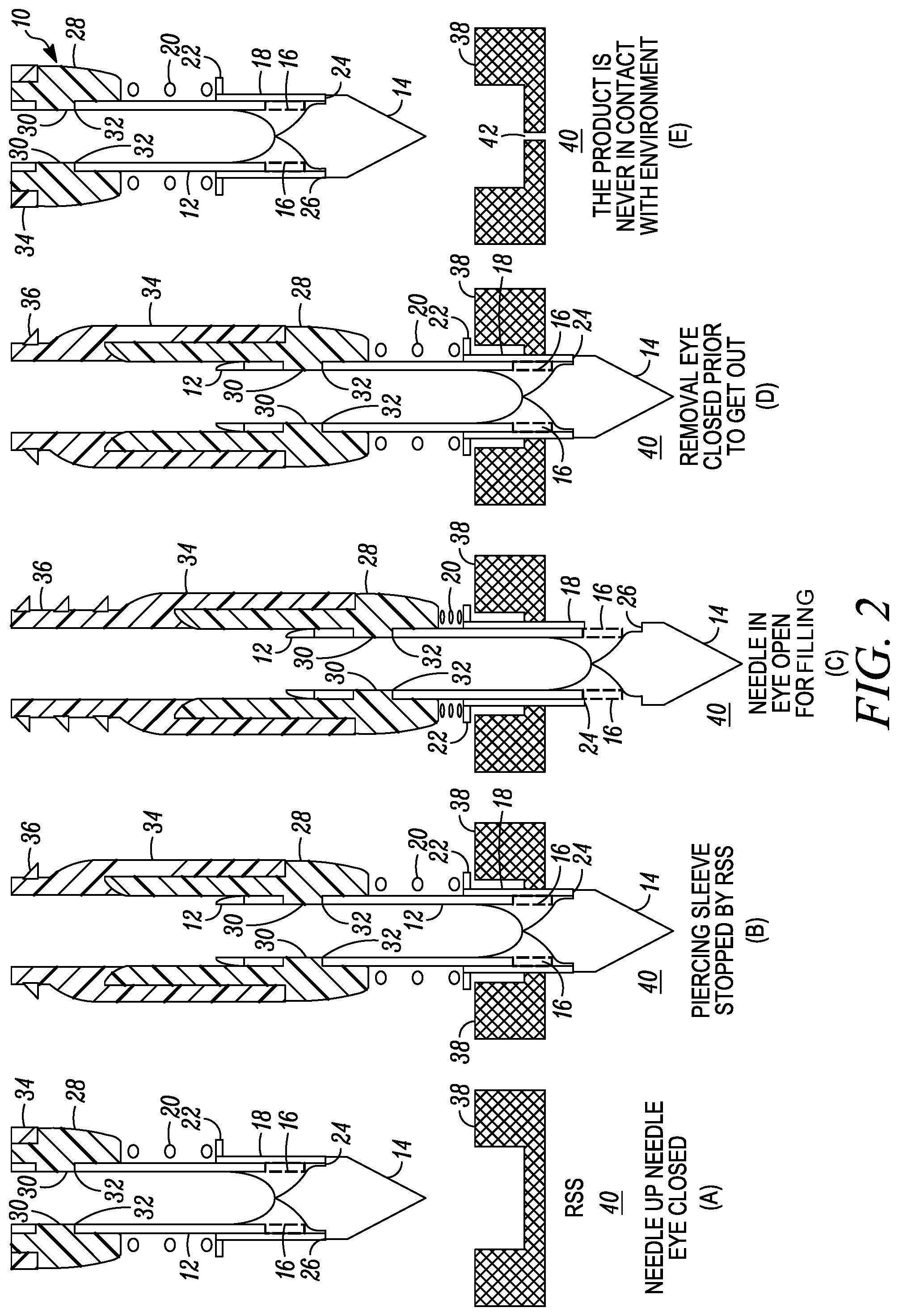 Patent US12097984 Figure 2 – Needle with closure and method